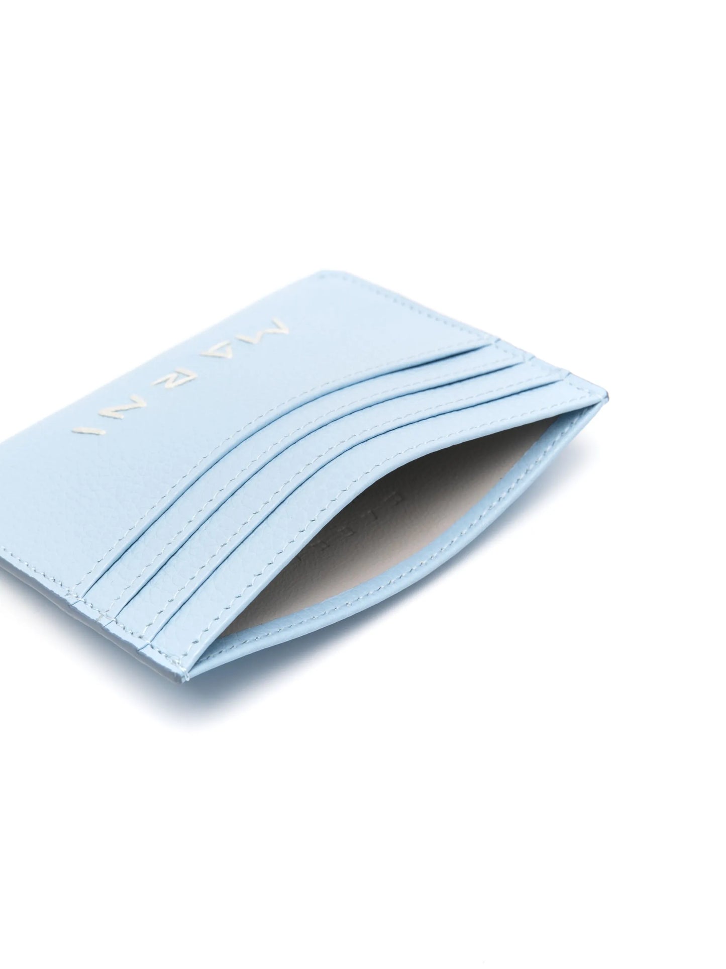 logo-embroidered leather card holder