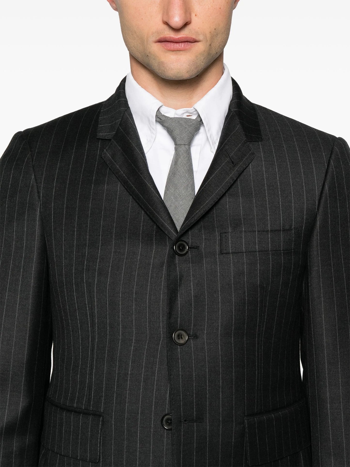 pinstripe wool blazer