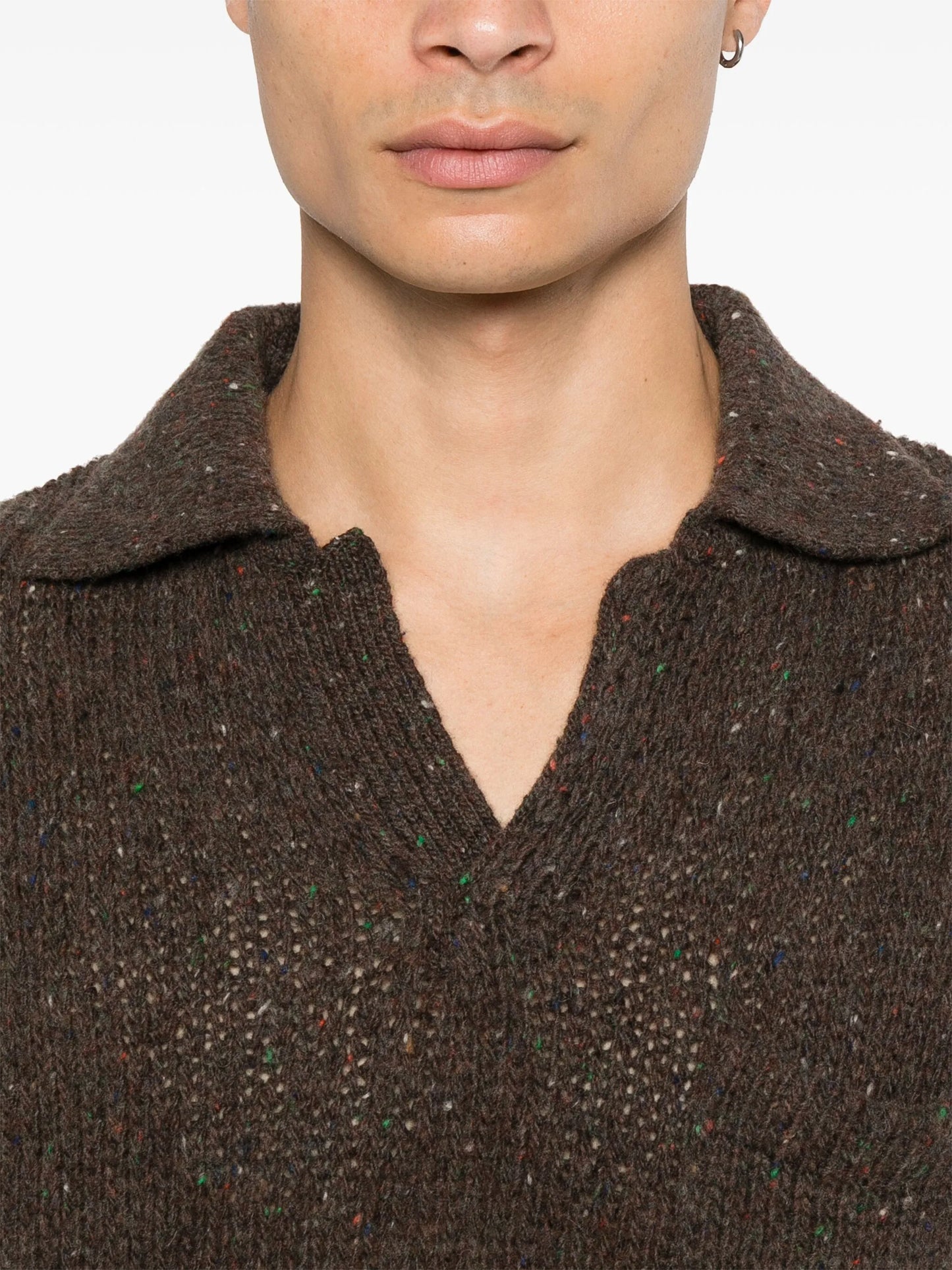speckle-knit polo sweater