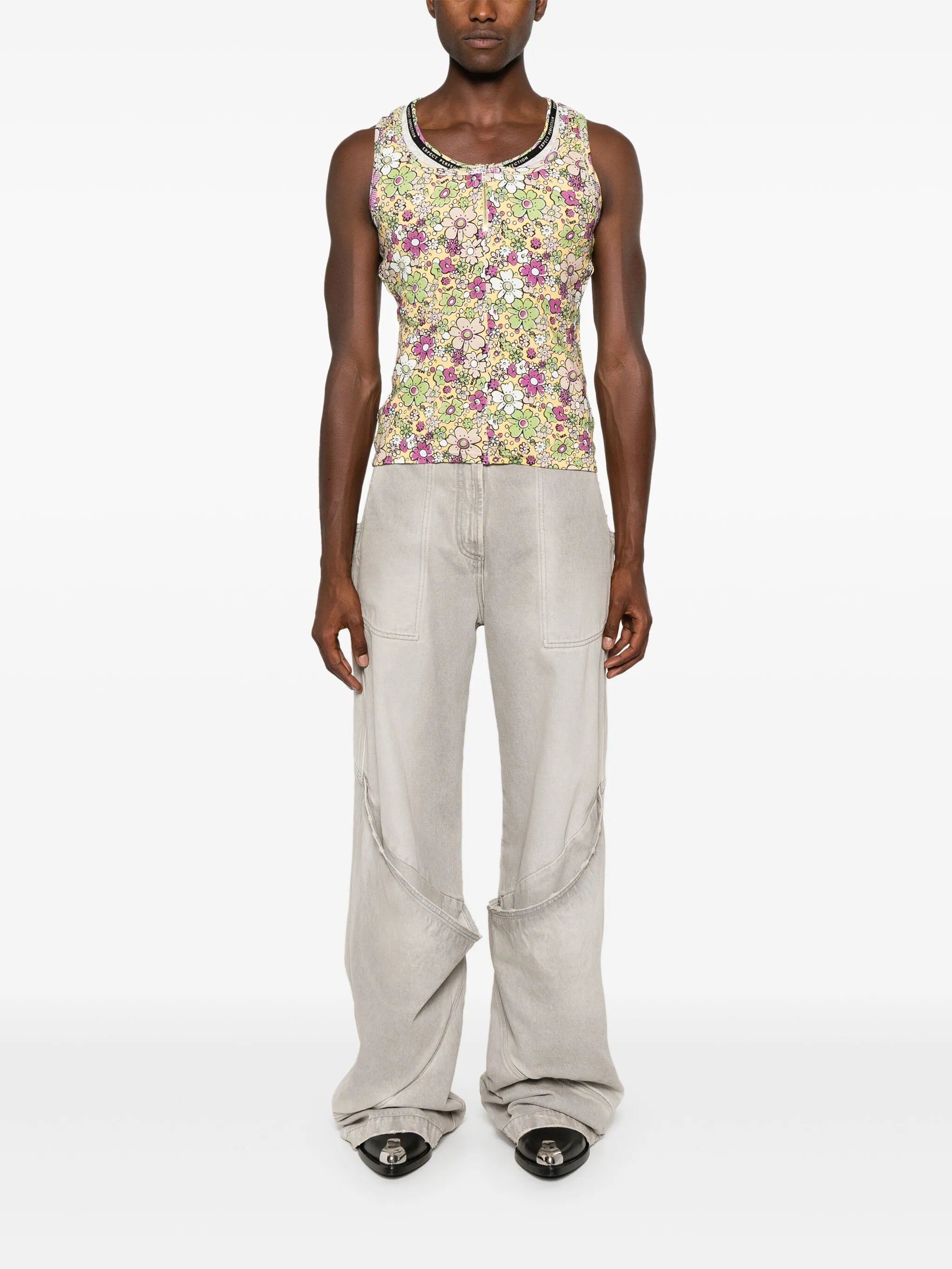 layered floral-print tank top