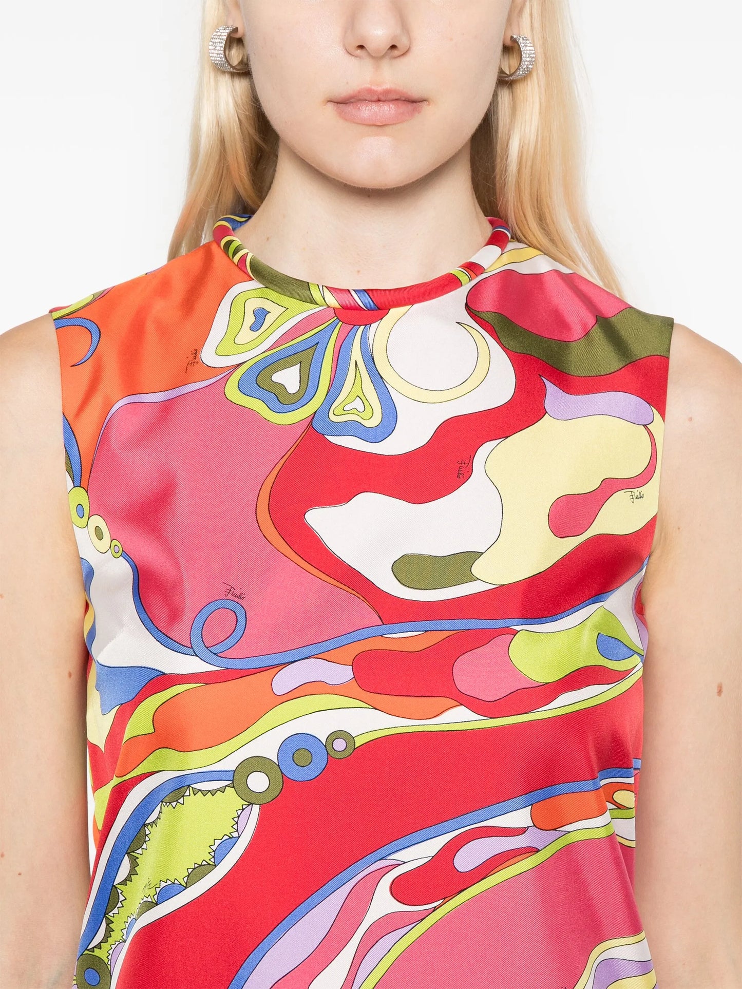 Orchidee-print silk mini dress