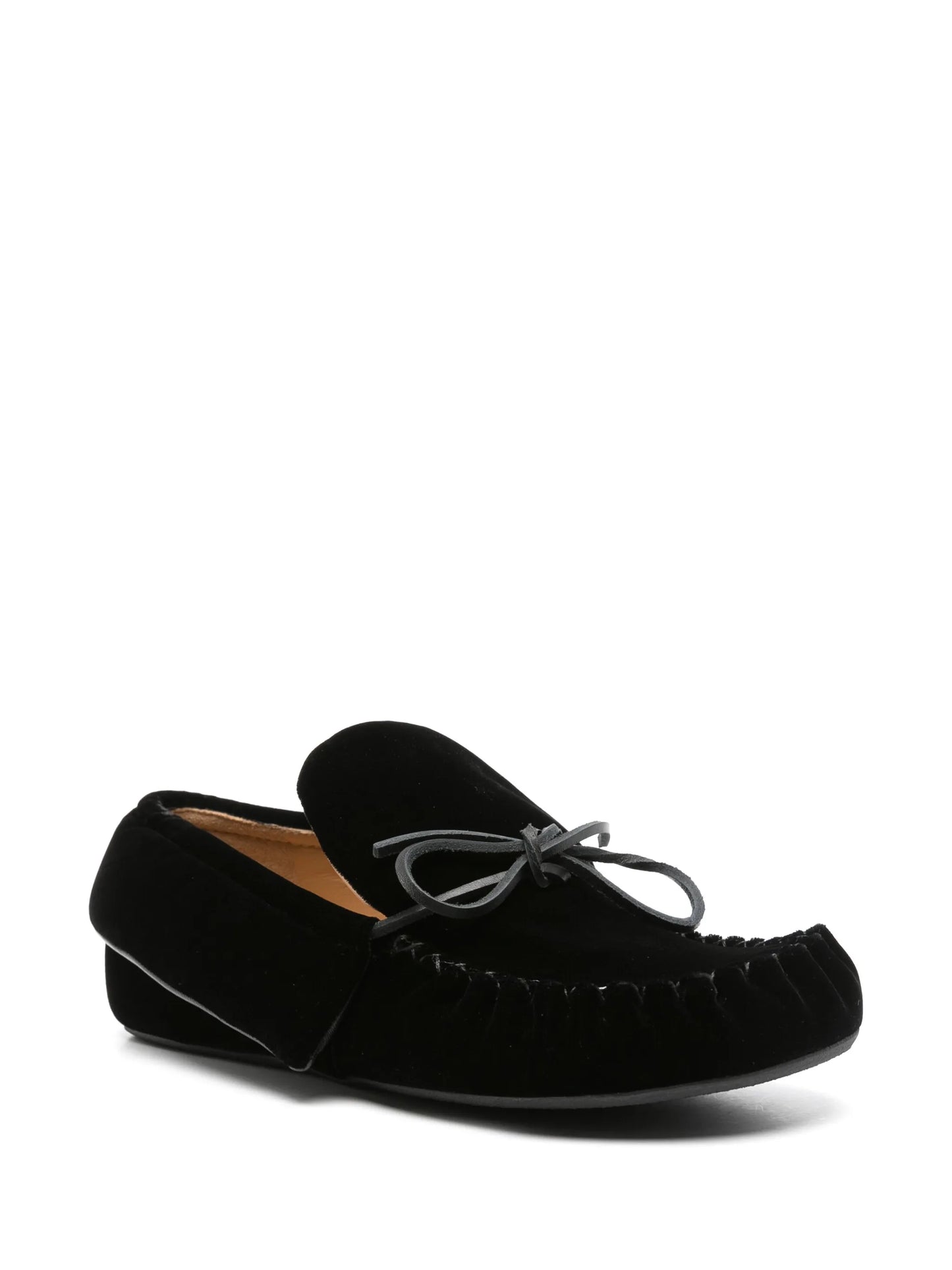 ribbon-fastening velvet loafers