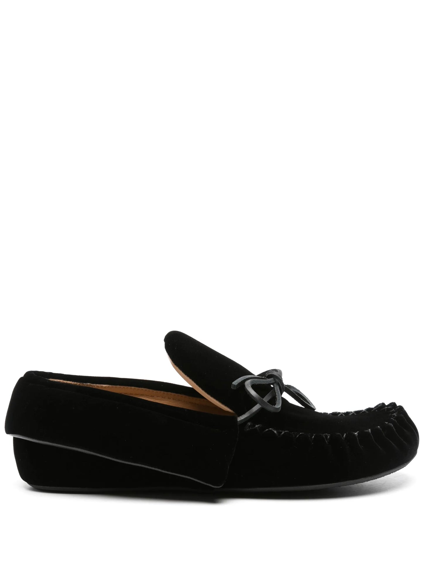 ribbon-fastening velvet loafers
