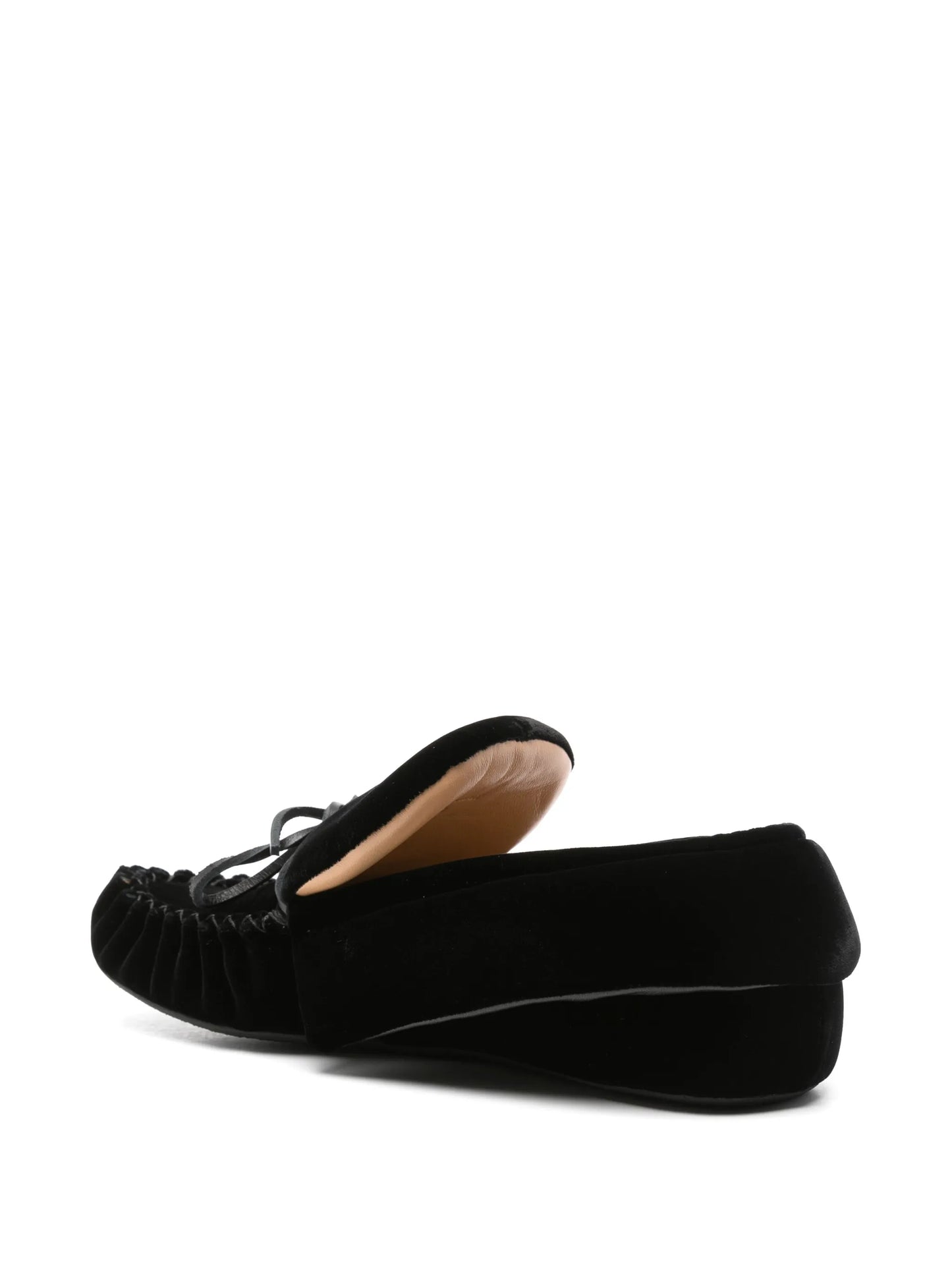 ribbon-fastening velvet loafers