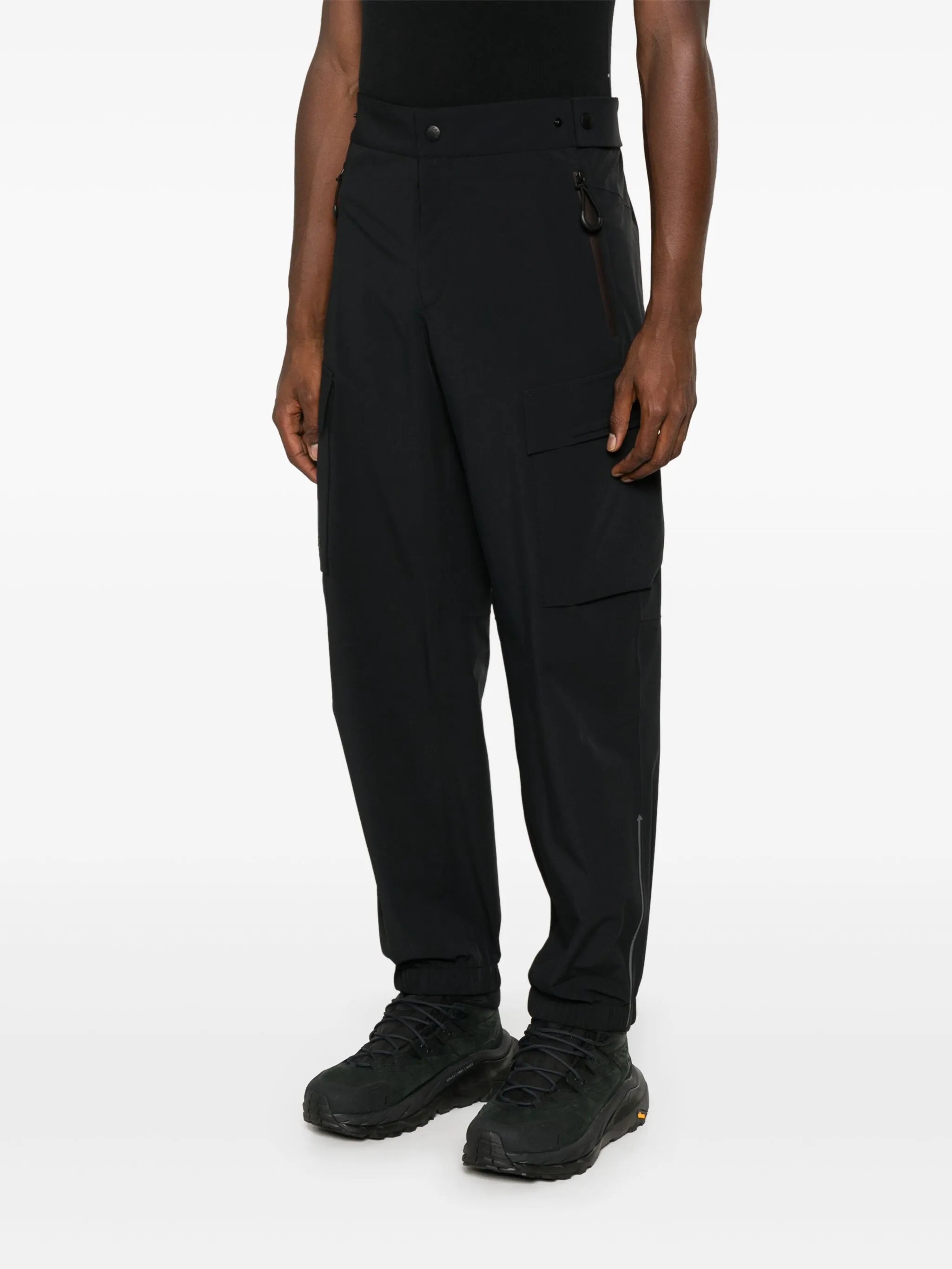 logo-lettering tapered trousers
