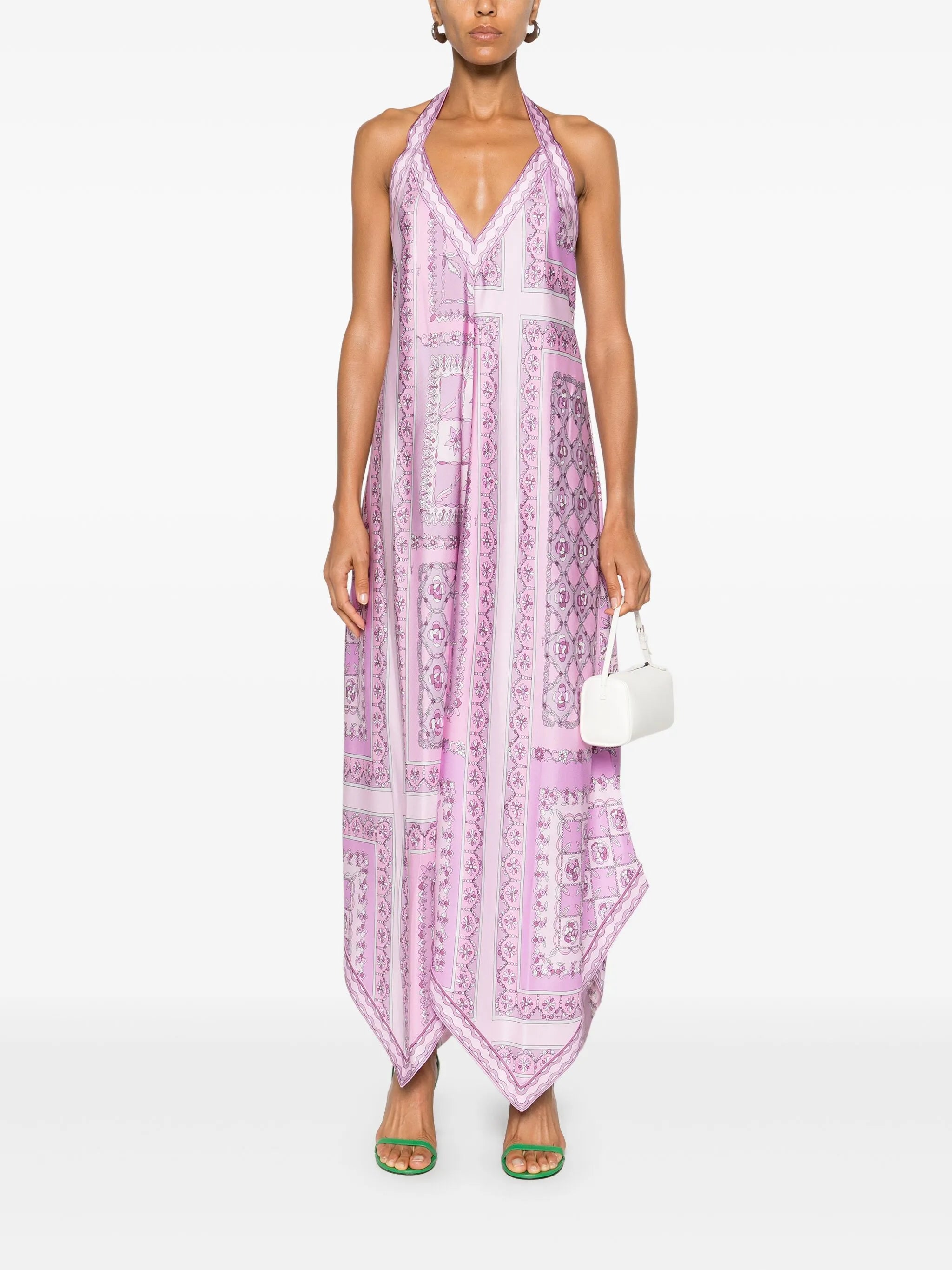 Festa-print silk midi dress