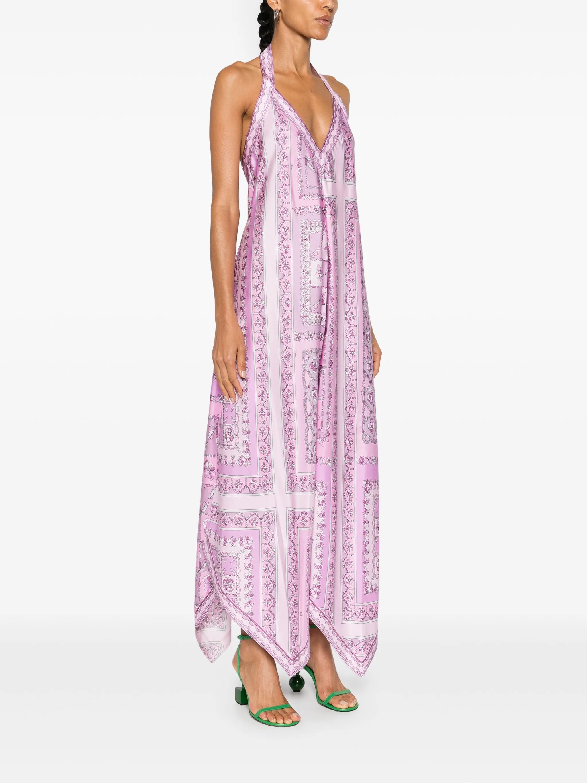 Festa-print silk midi dress