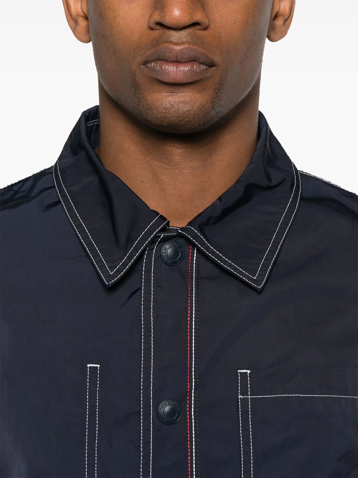 contrast-stitching shirt jacket