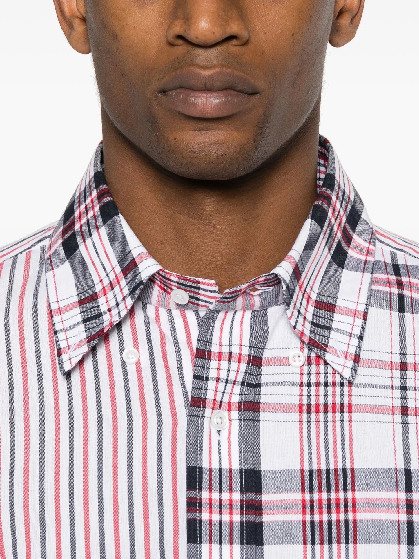 mix-pattern cotton shirt