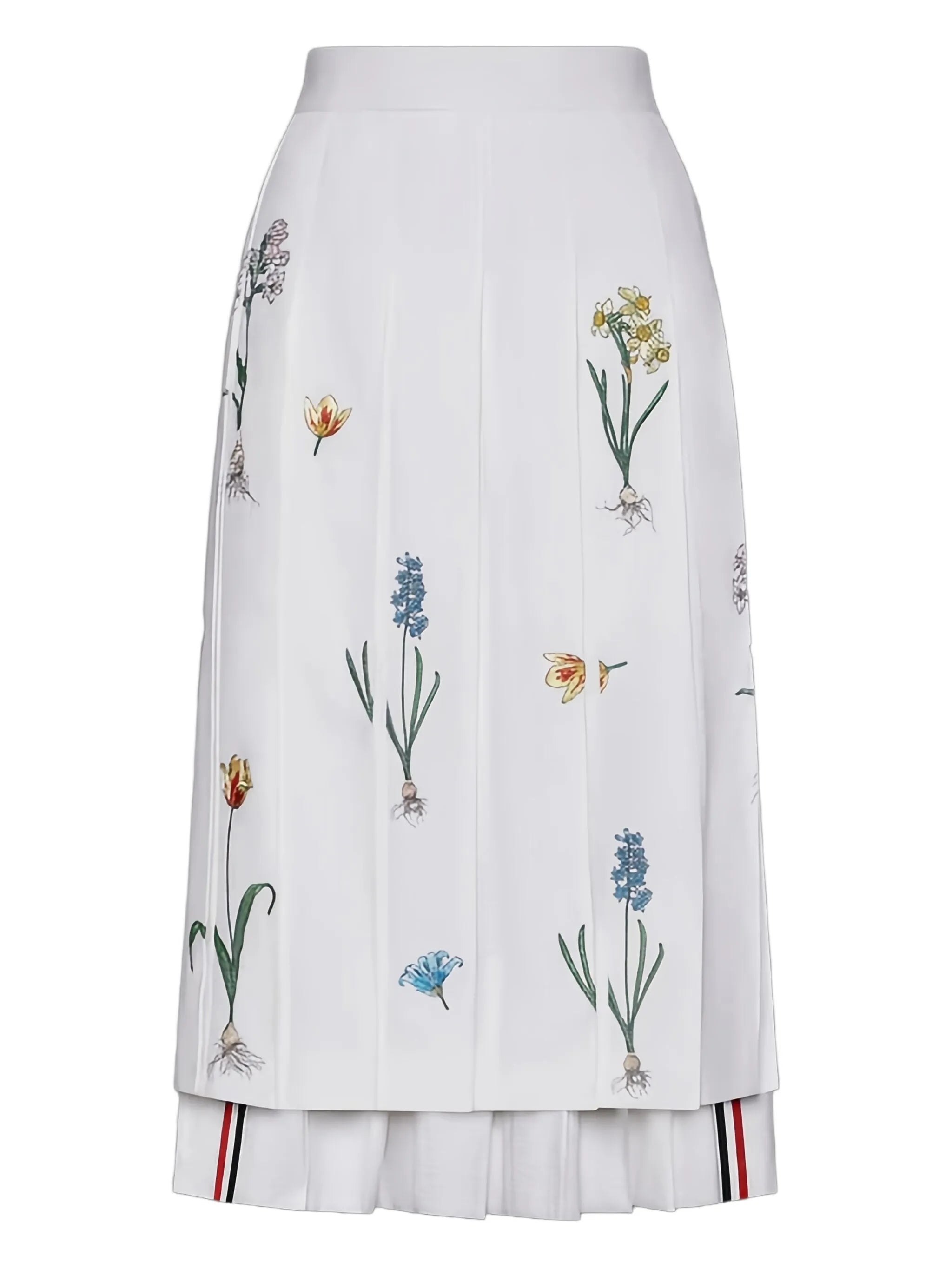 floral-embroidery midi skirt