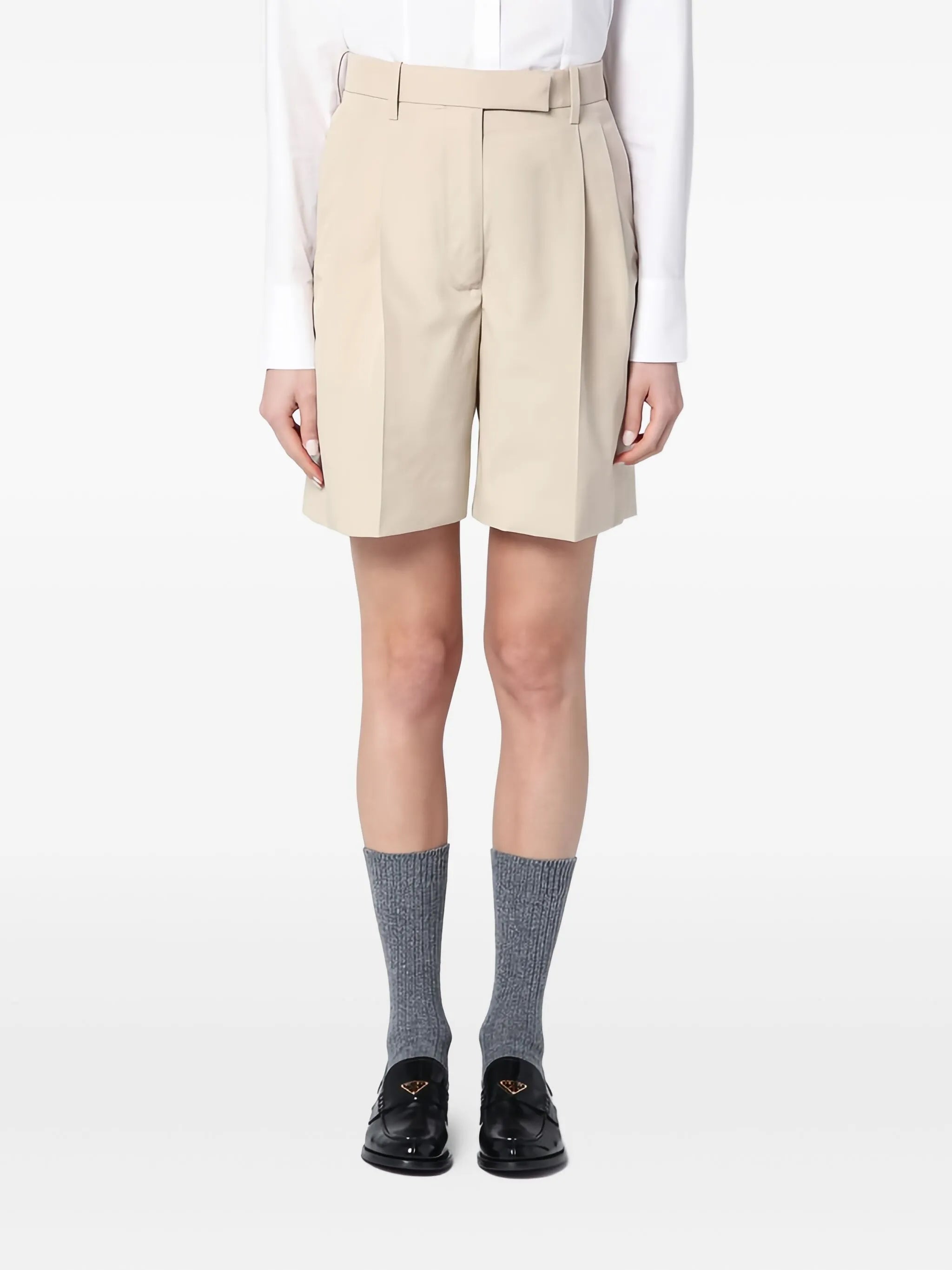 high-waist pleated shorts
