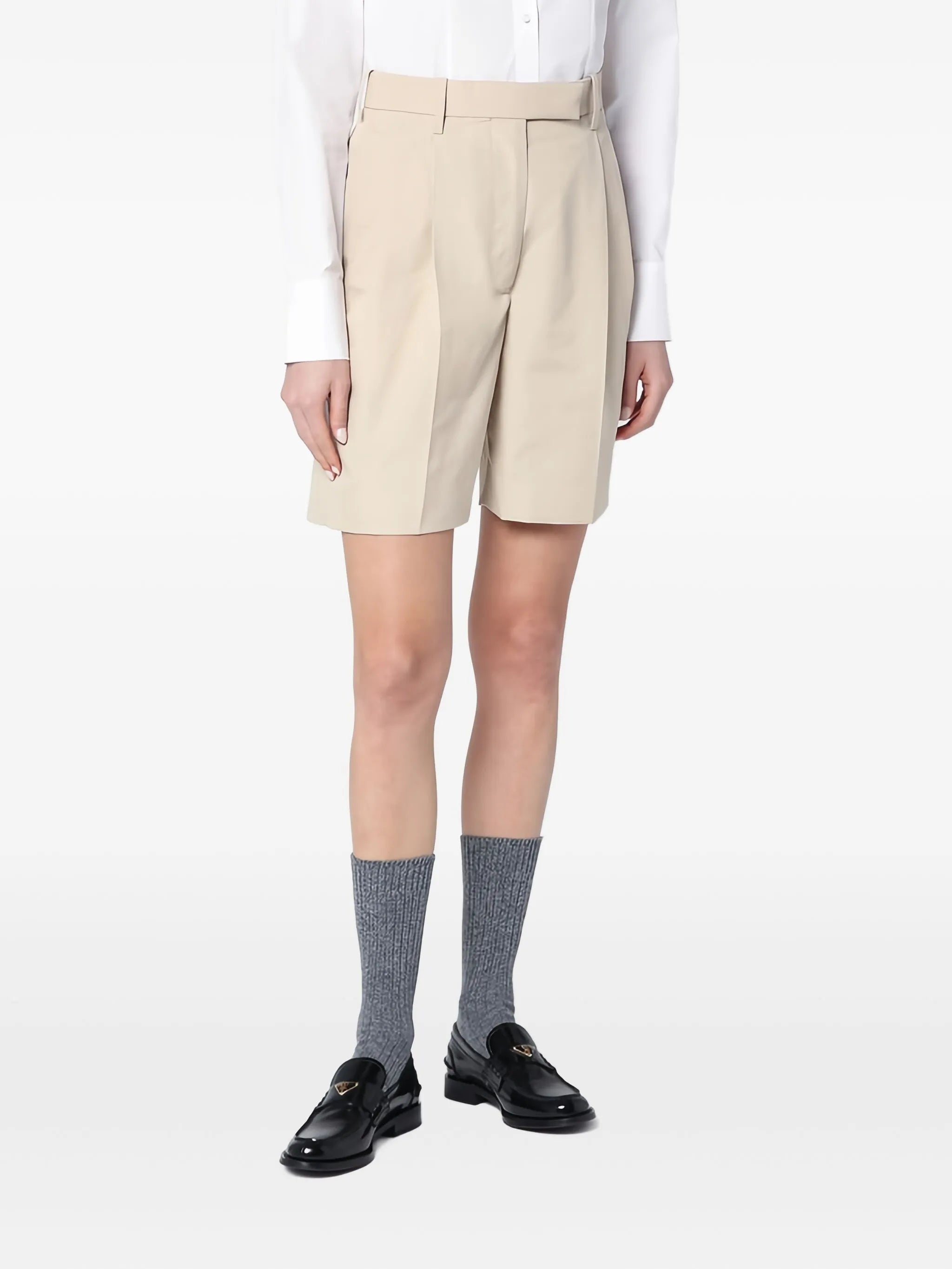 high-waist pleated shorts