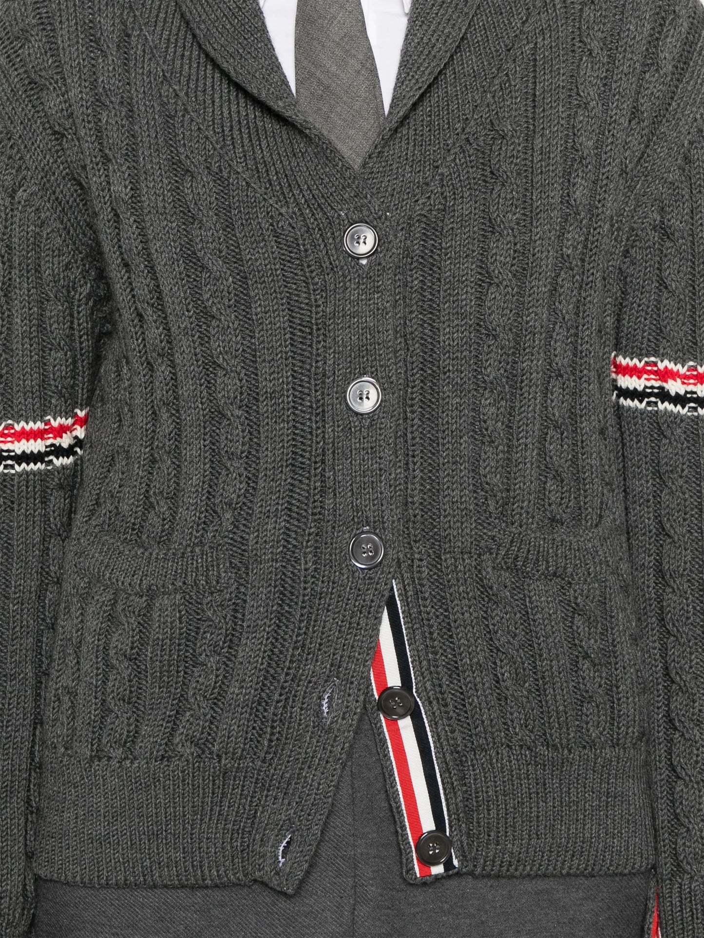 RWB-stripe cable-knit cardigan