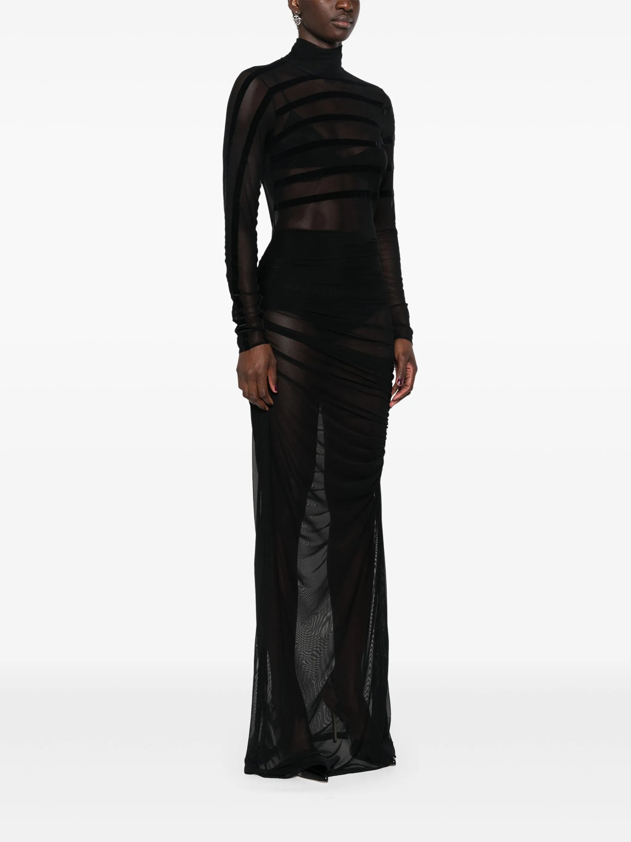 draped mesh dress