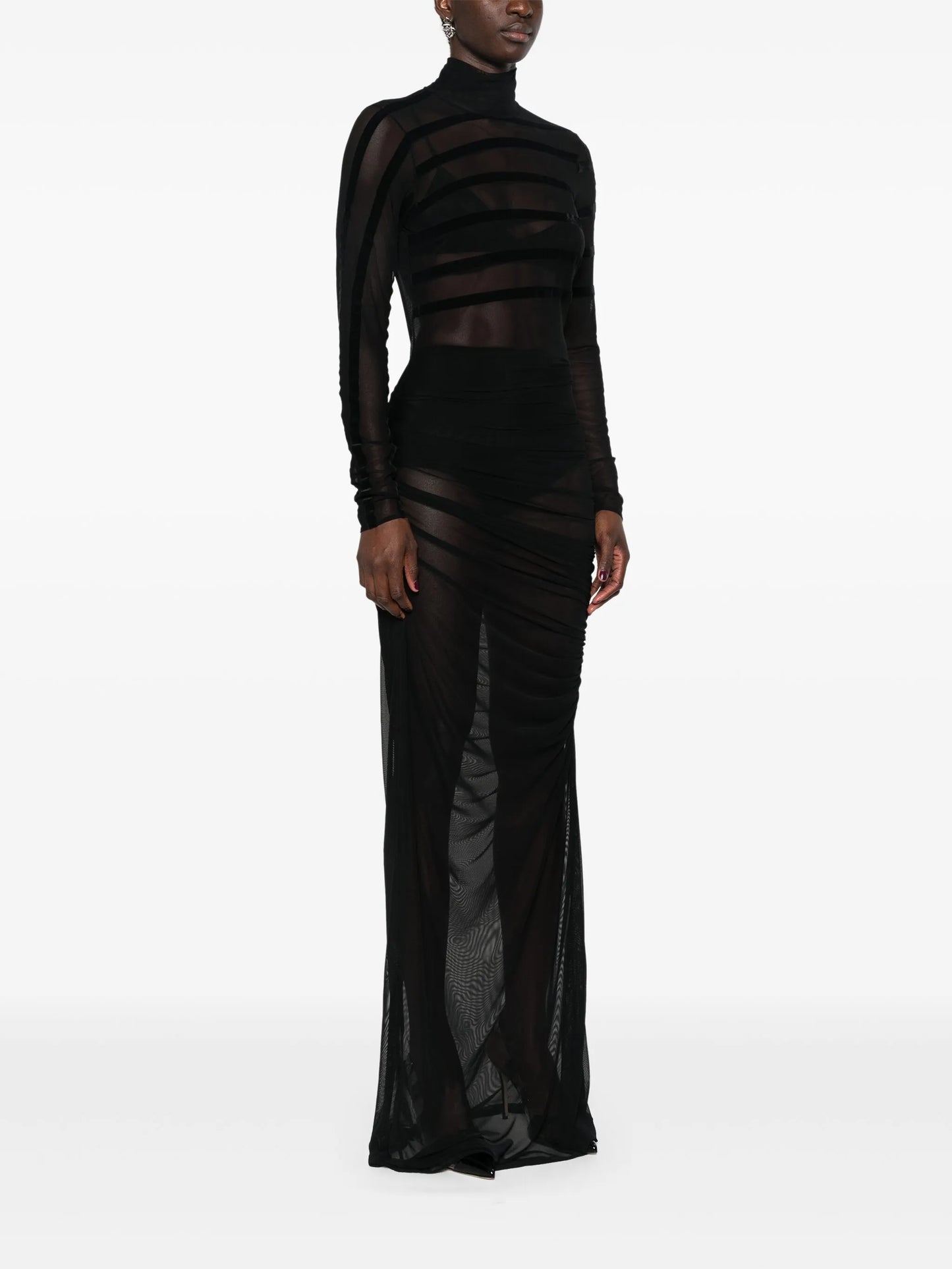 draped mesh dress