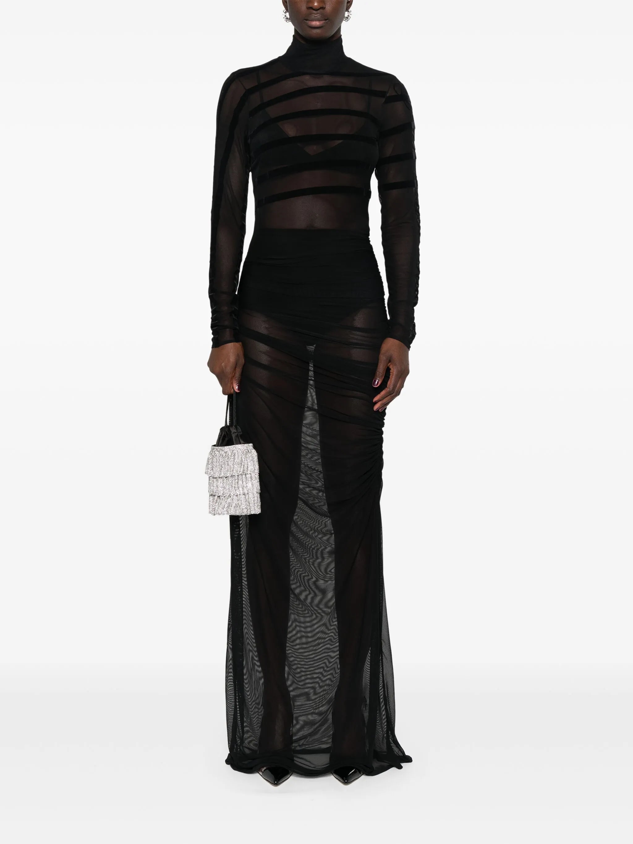 draped mesh dress