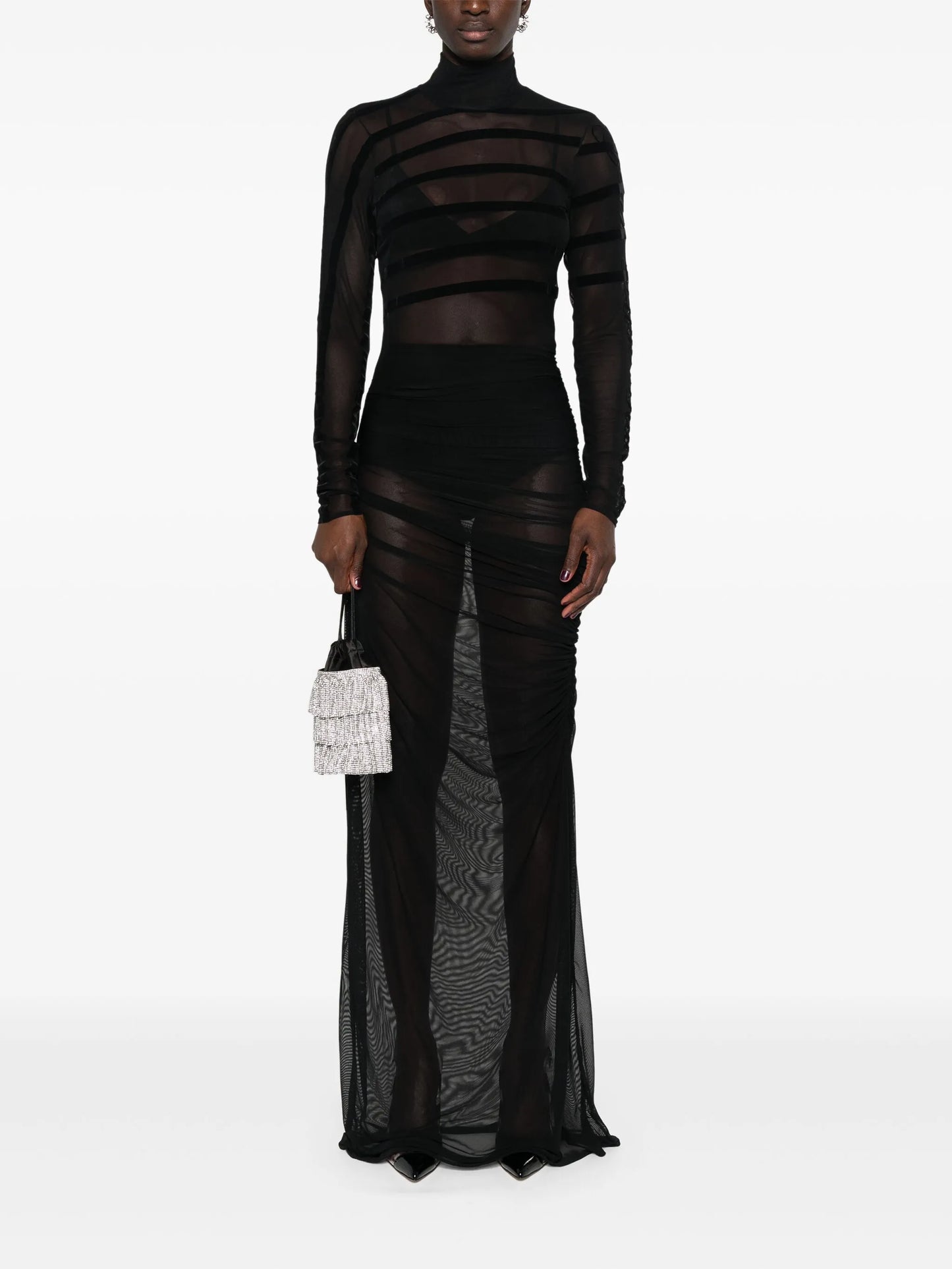 draped mesh dress