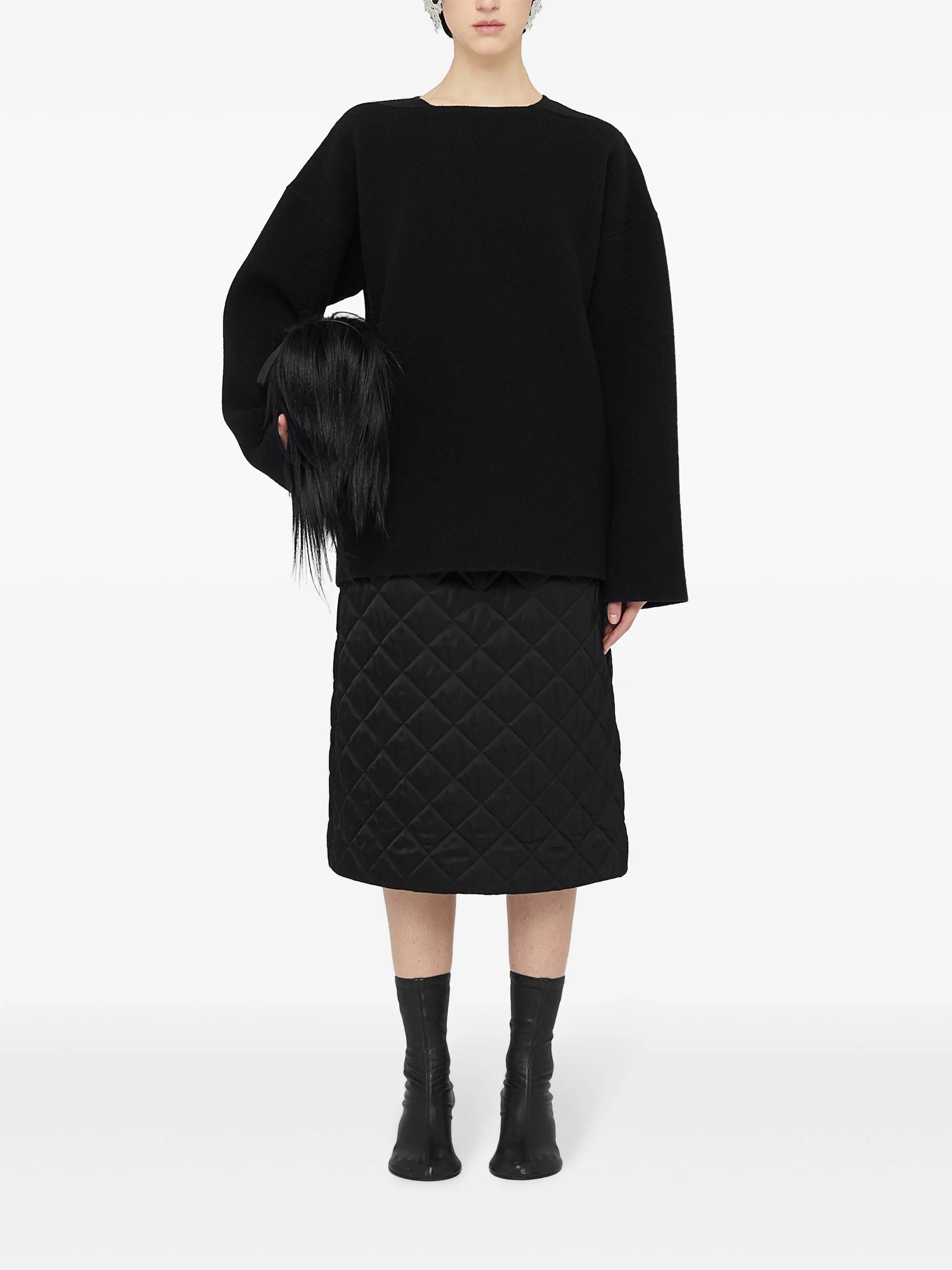 A-line quilted midi skirt