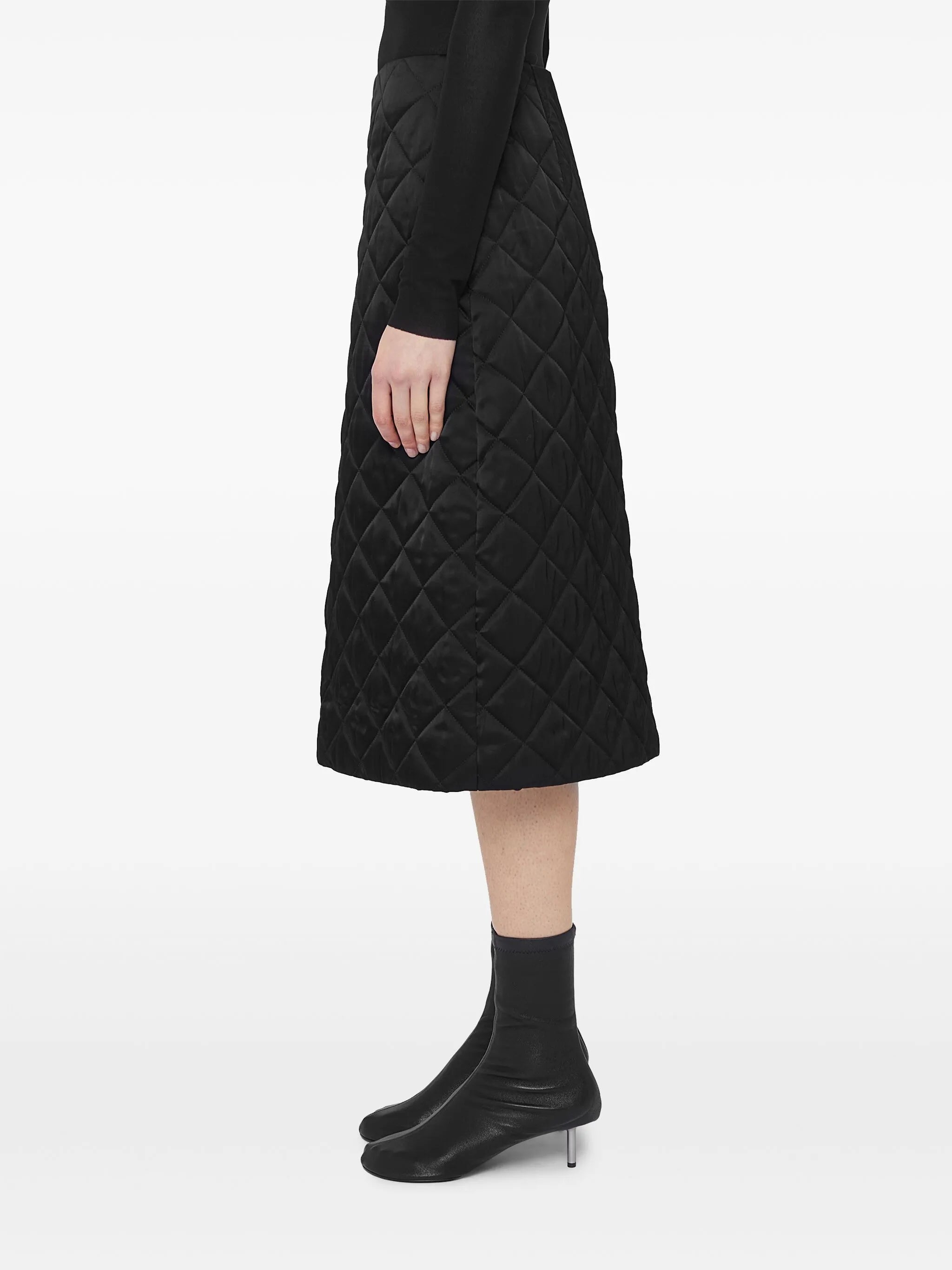 A-line quilted midi skirt