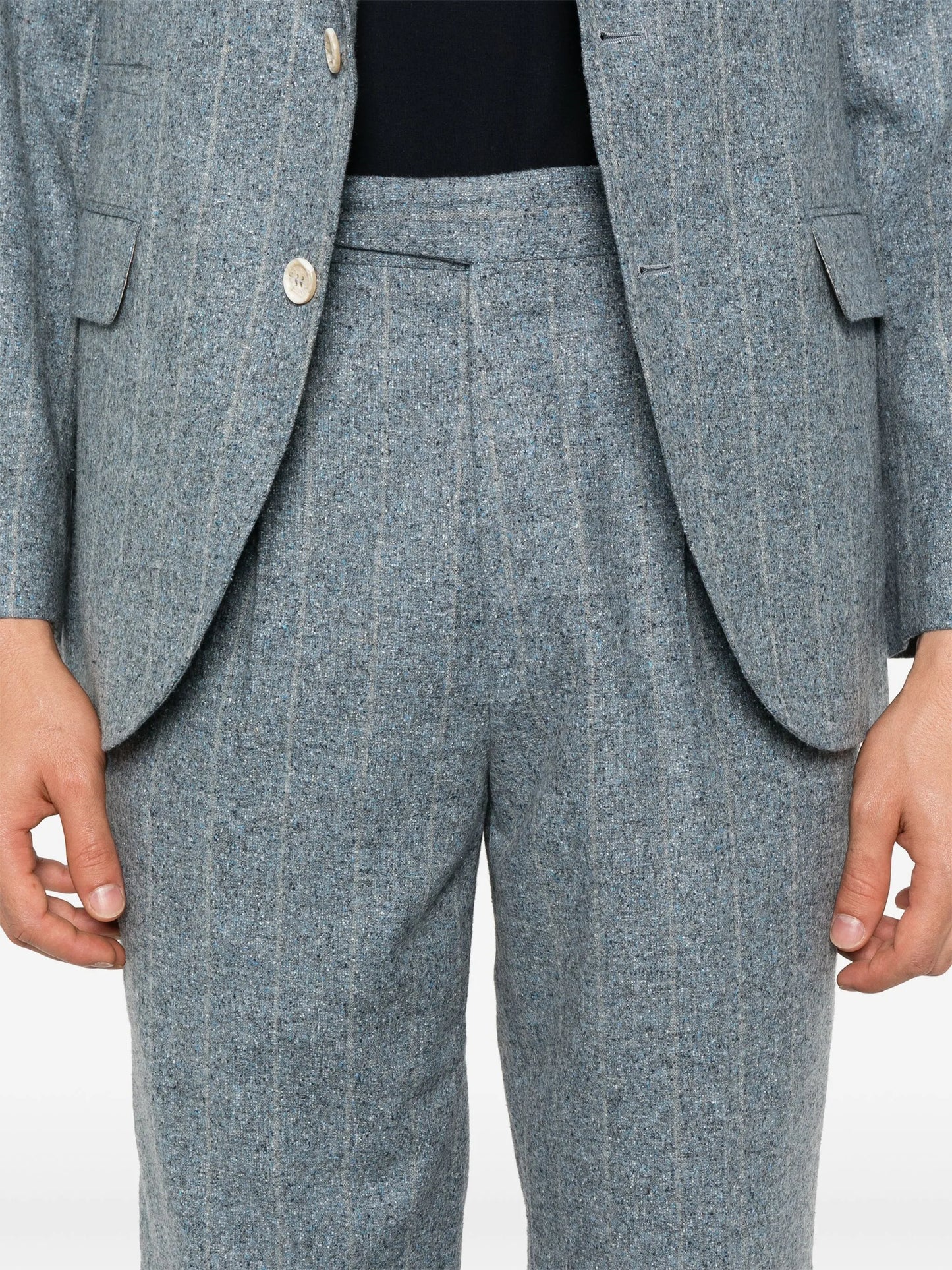 speckled-effect striped suit