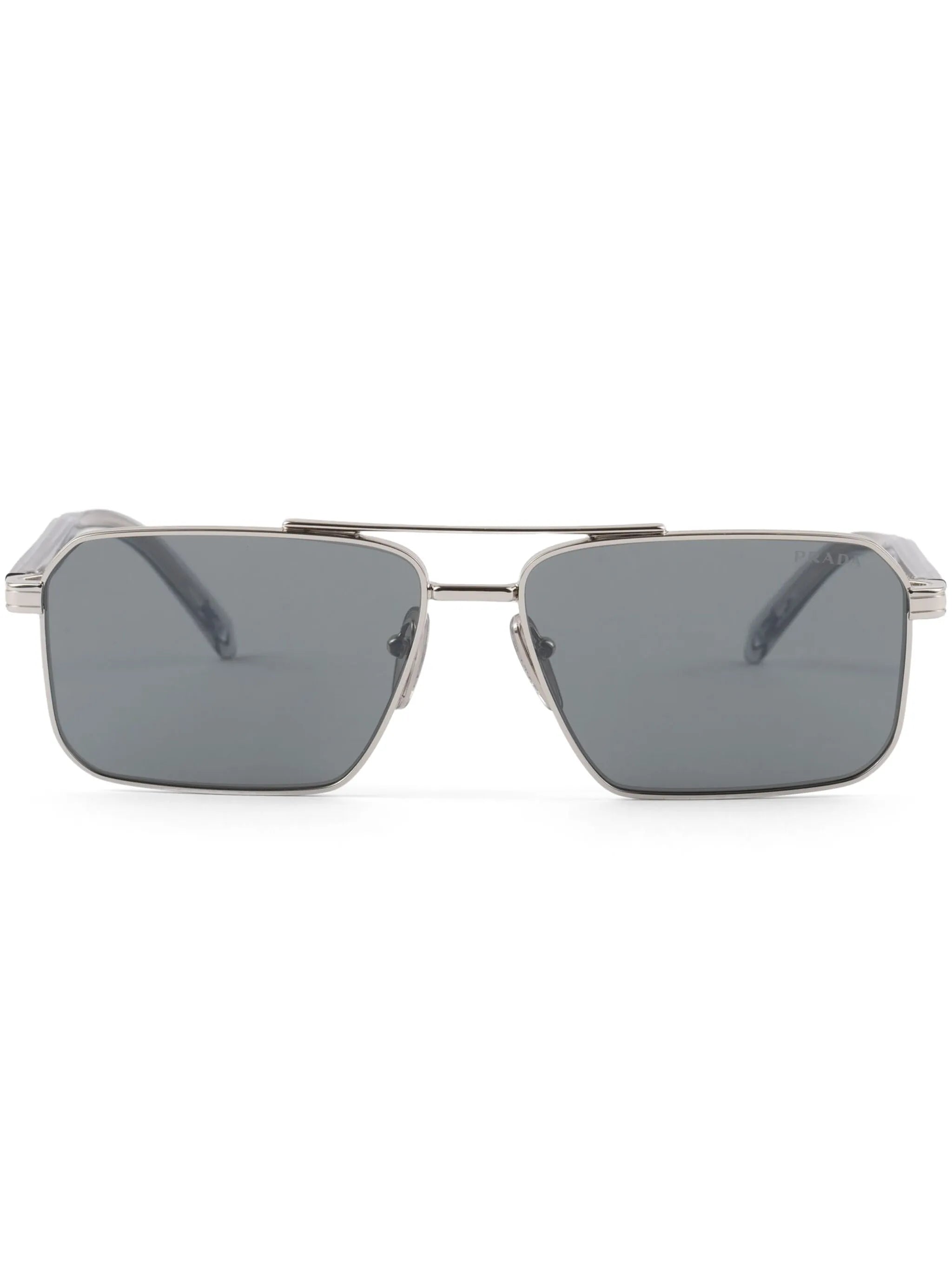 double bridge rectangle-frame sunglasses