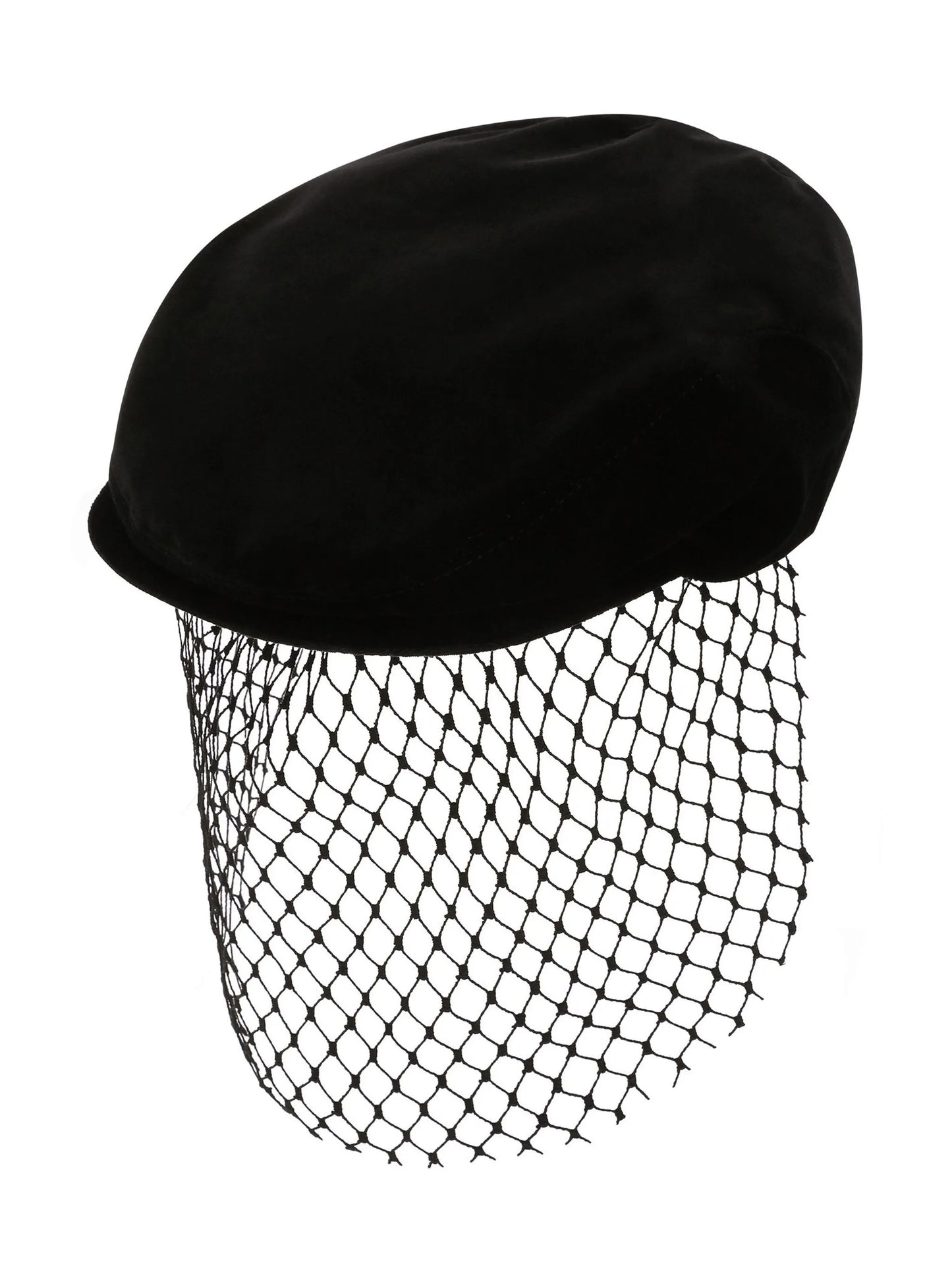 velvet flat cap with veil