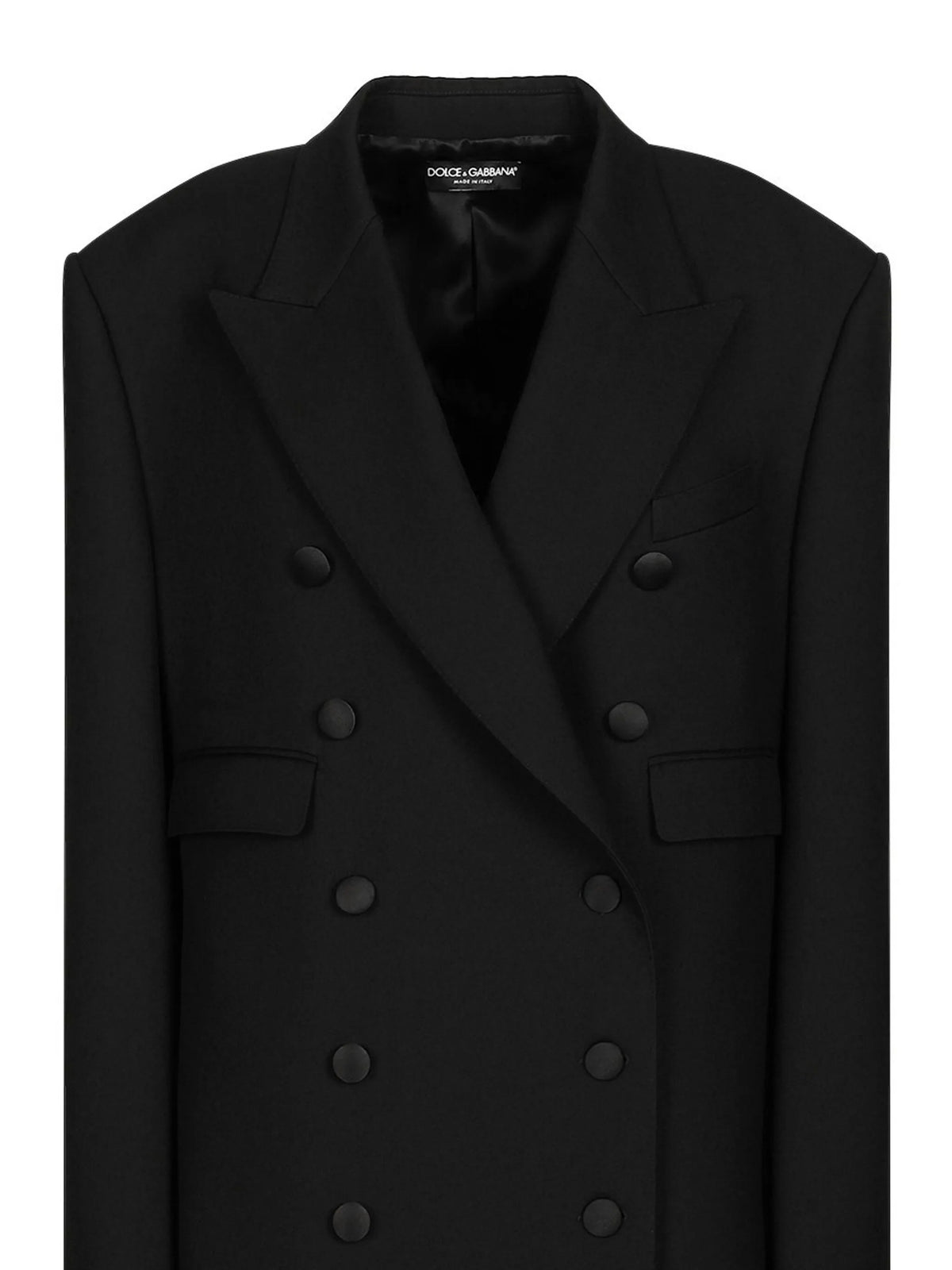 long double-breasted tuxedo coat in double wool gabardine