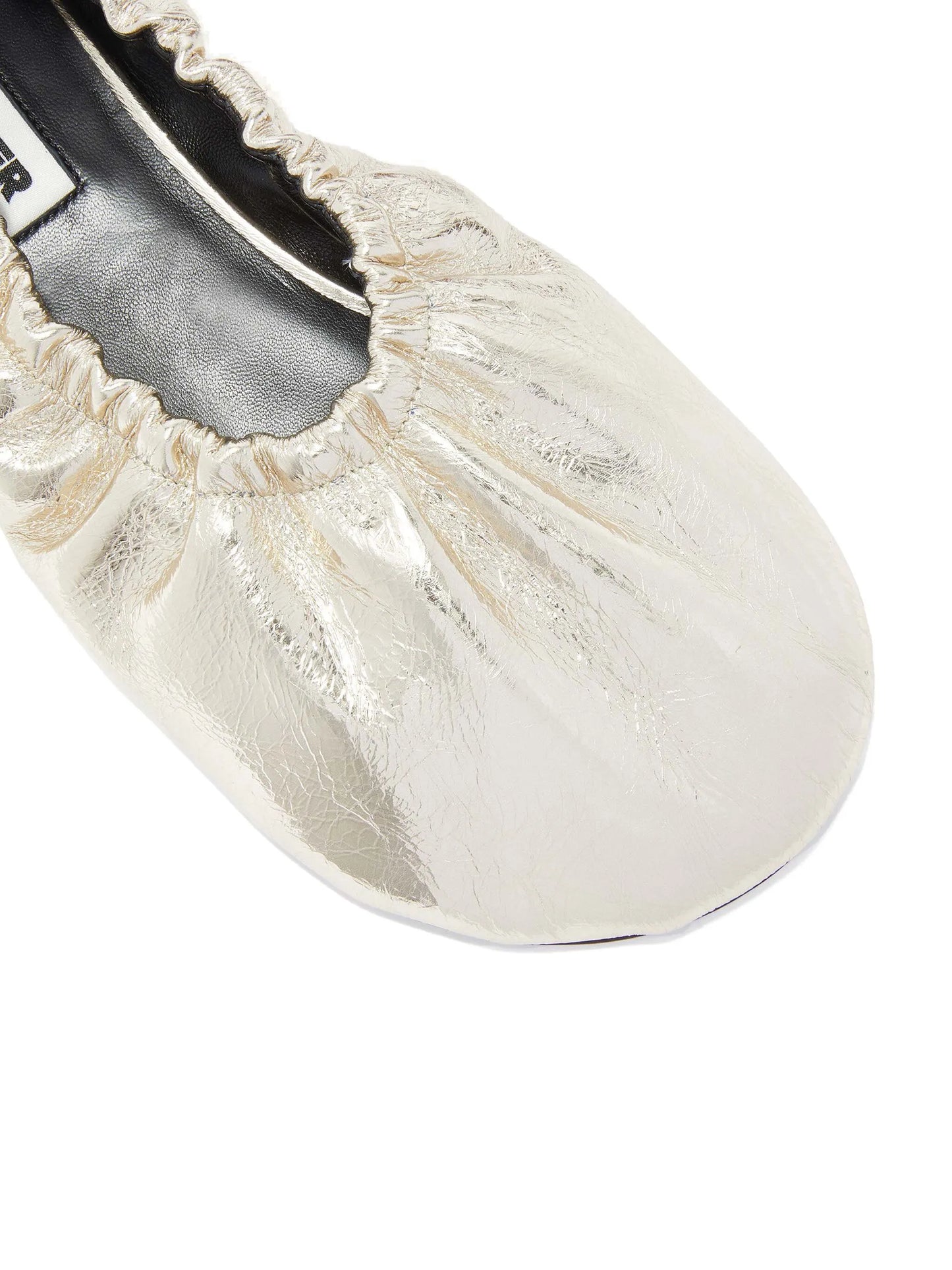gathered-detail leather ballerina shoes