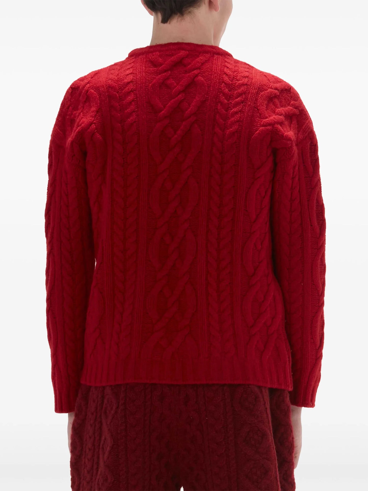 cable-knit crew-neck jumper