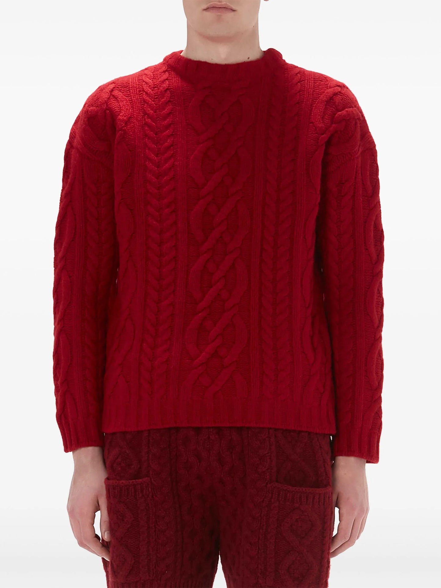 cable-knit crew-neck jumper