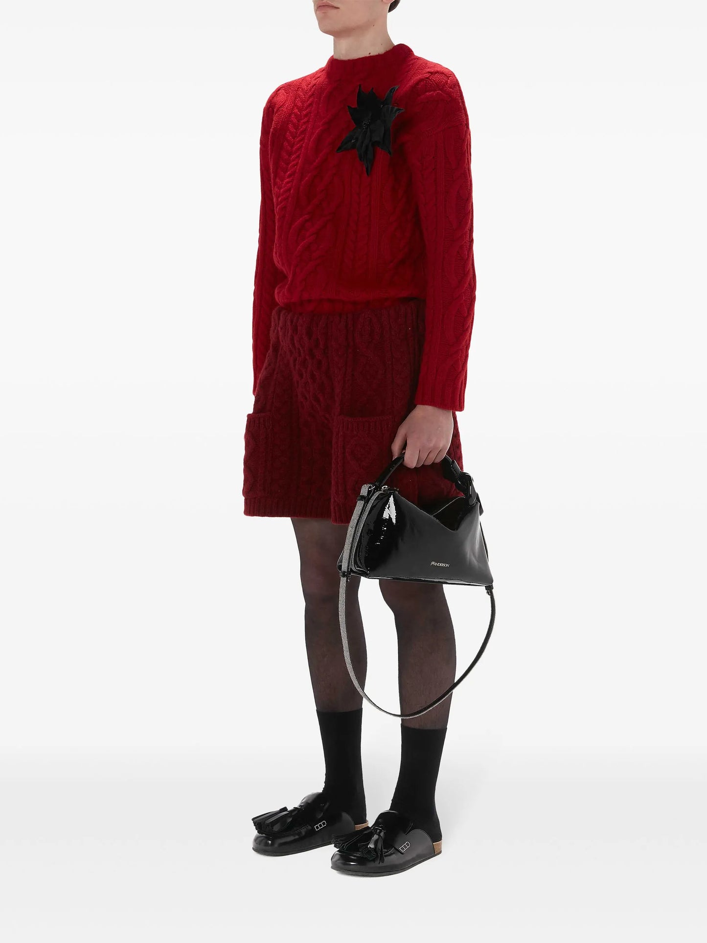 cable-knit crew-neck jumper