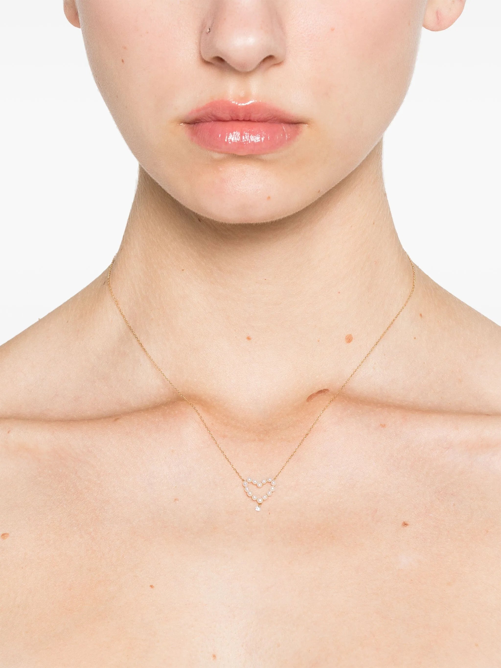 18kt yellow gold Aphrodite diamond and pearl necklace