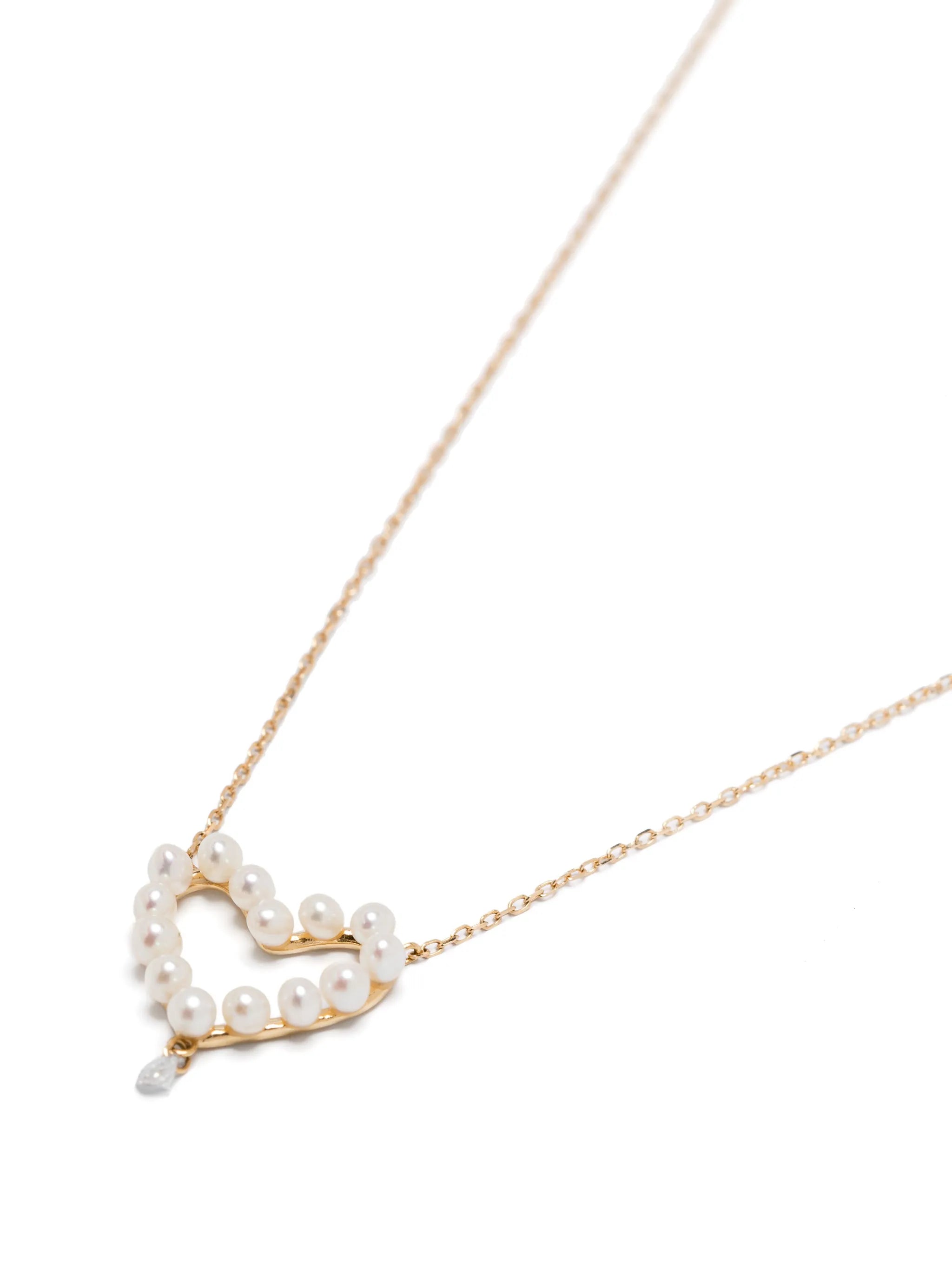 18kt yellow gold Aphrodite diamond and pearl necklace