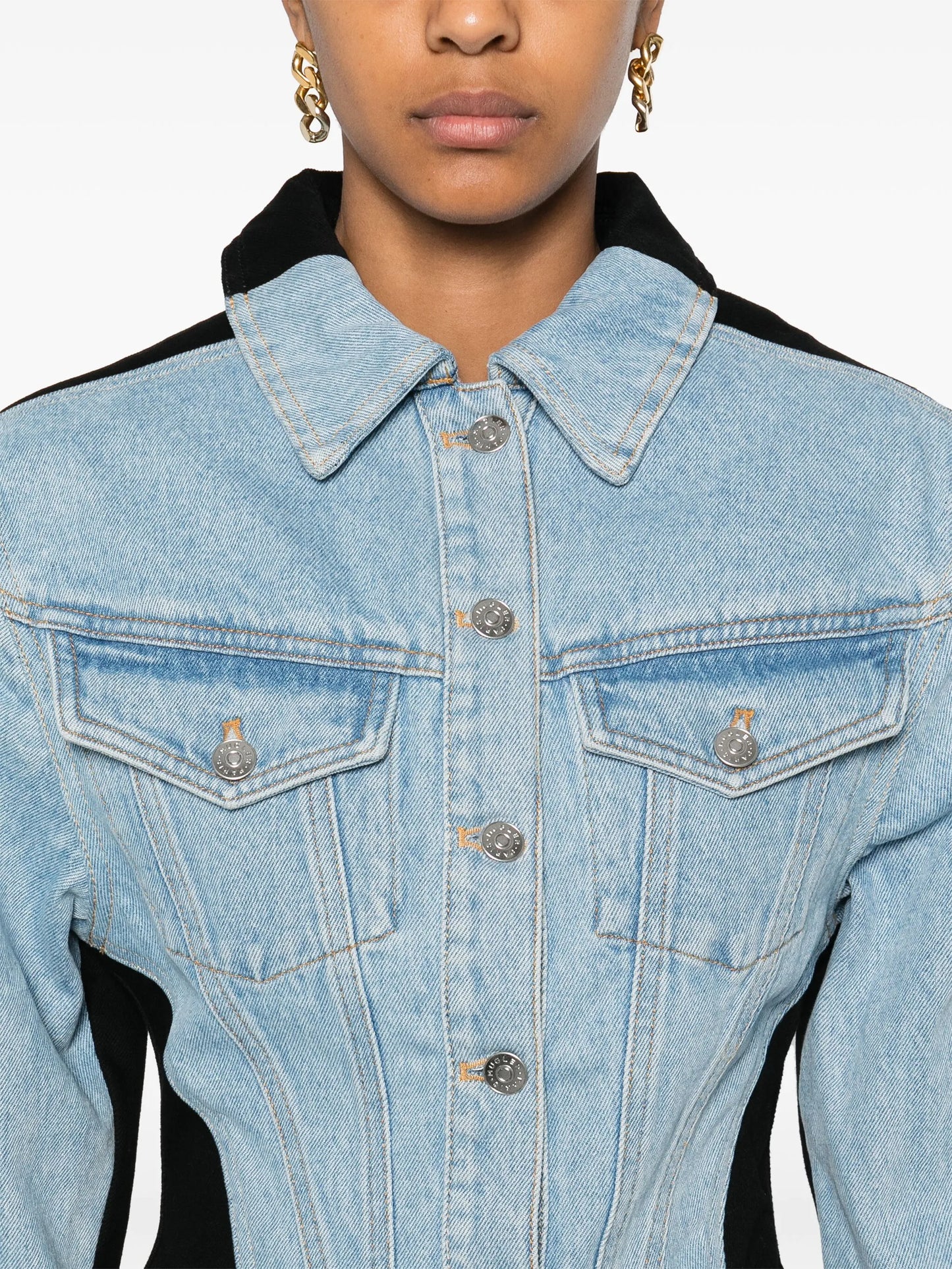 colour-block denim jacket