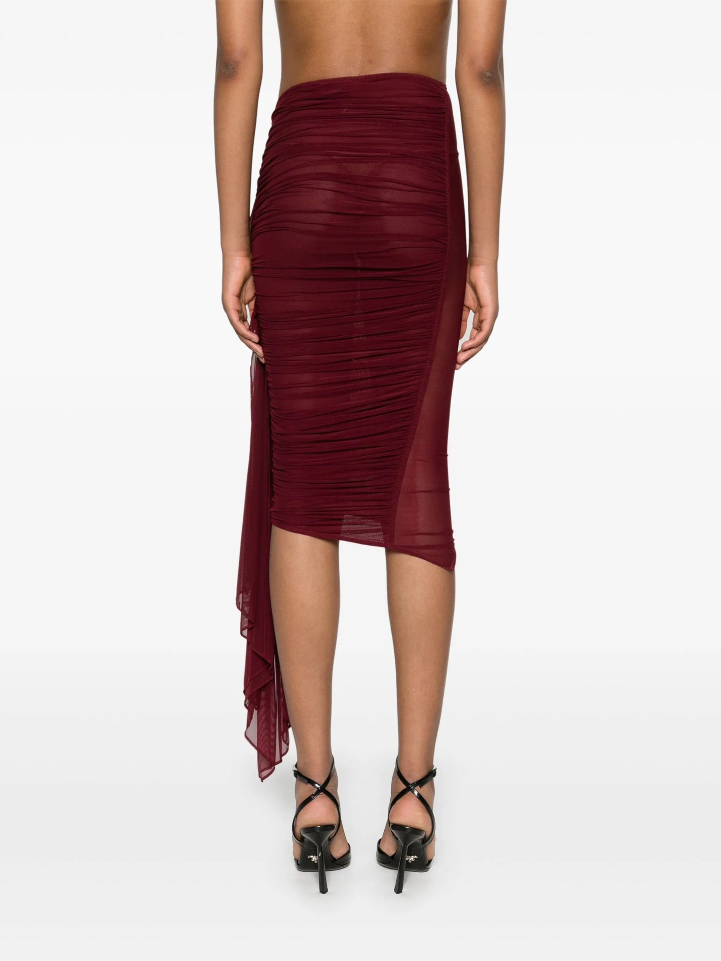ruched midi skirt