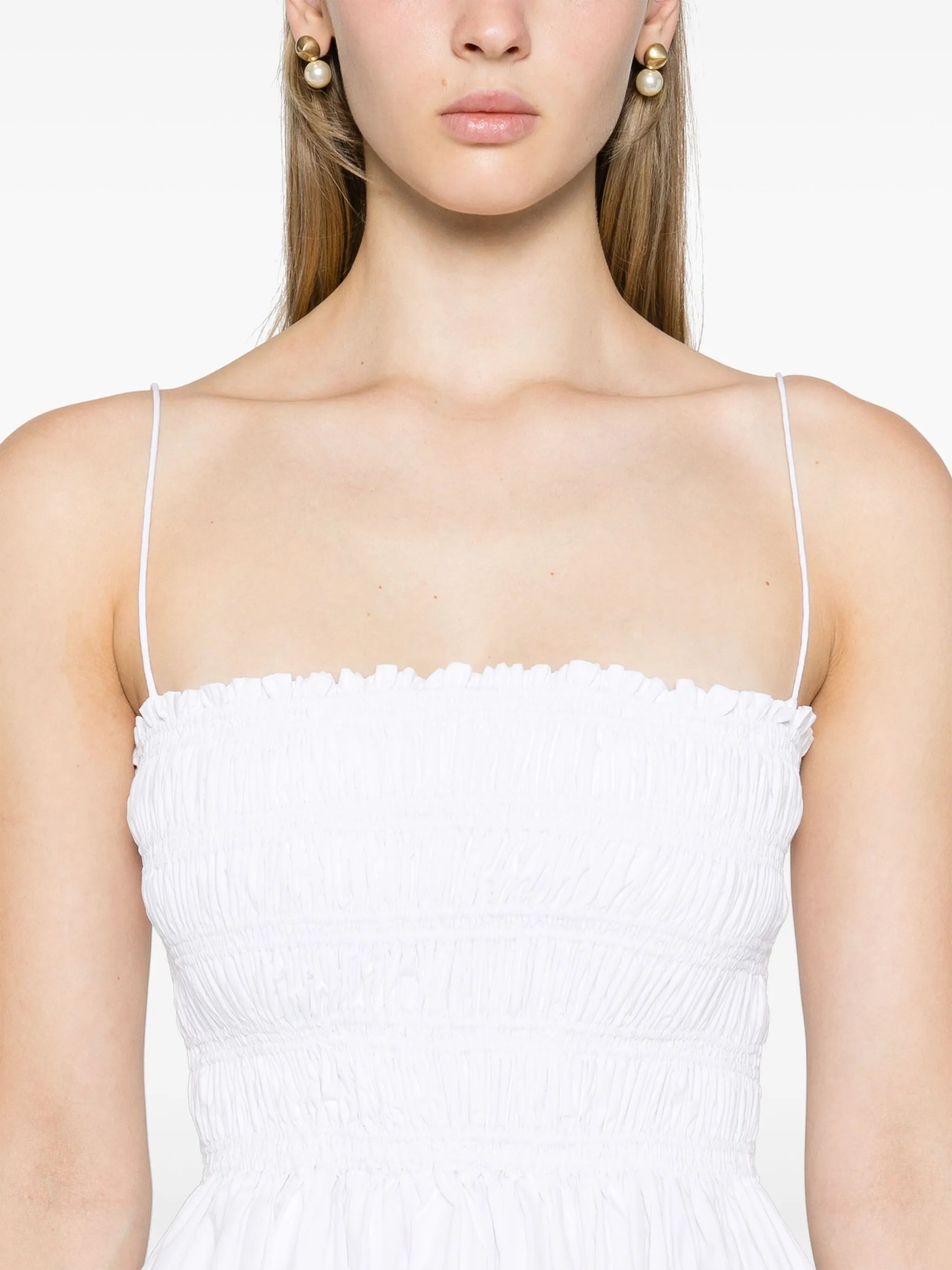 smocked cotton minidress