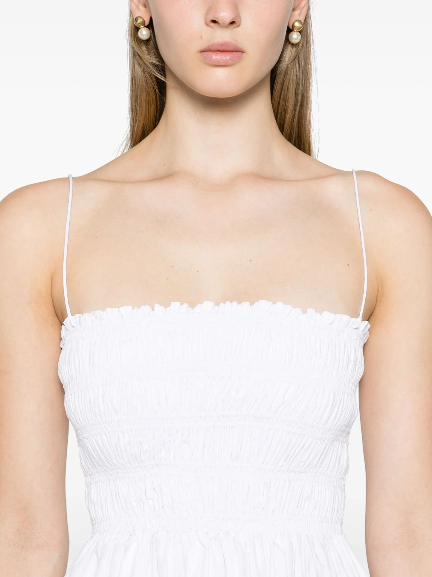 smocked cotton minidress