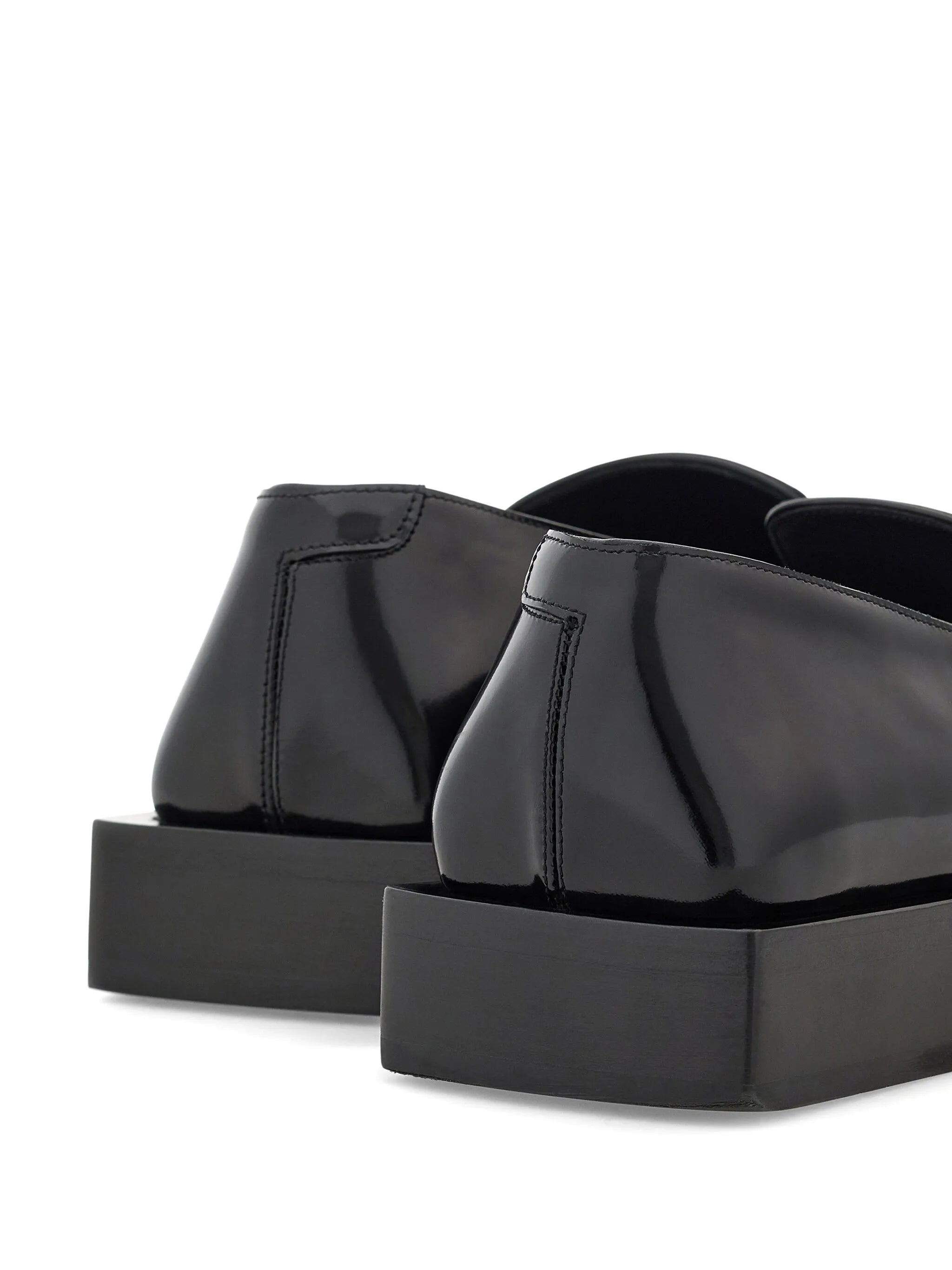 square-toe leather loafers