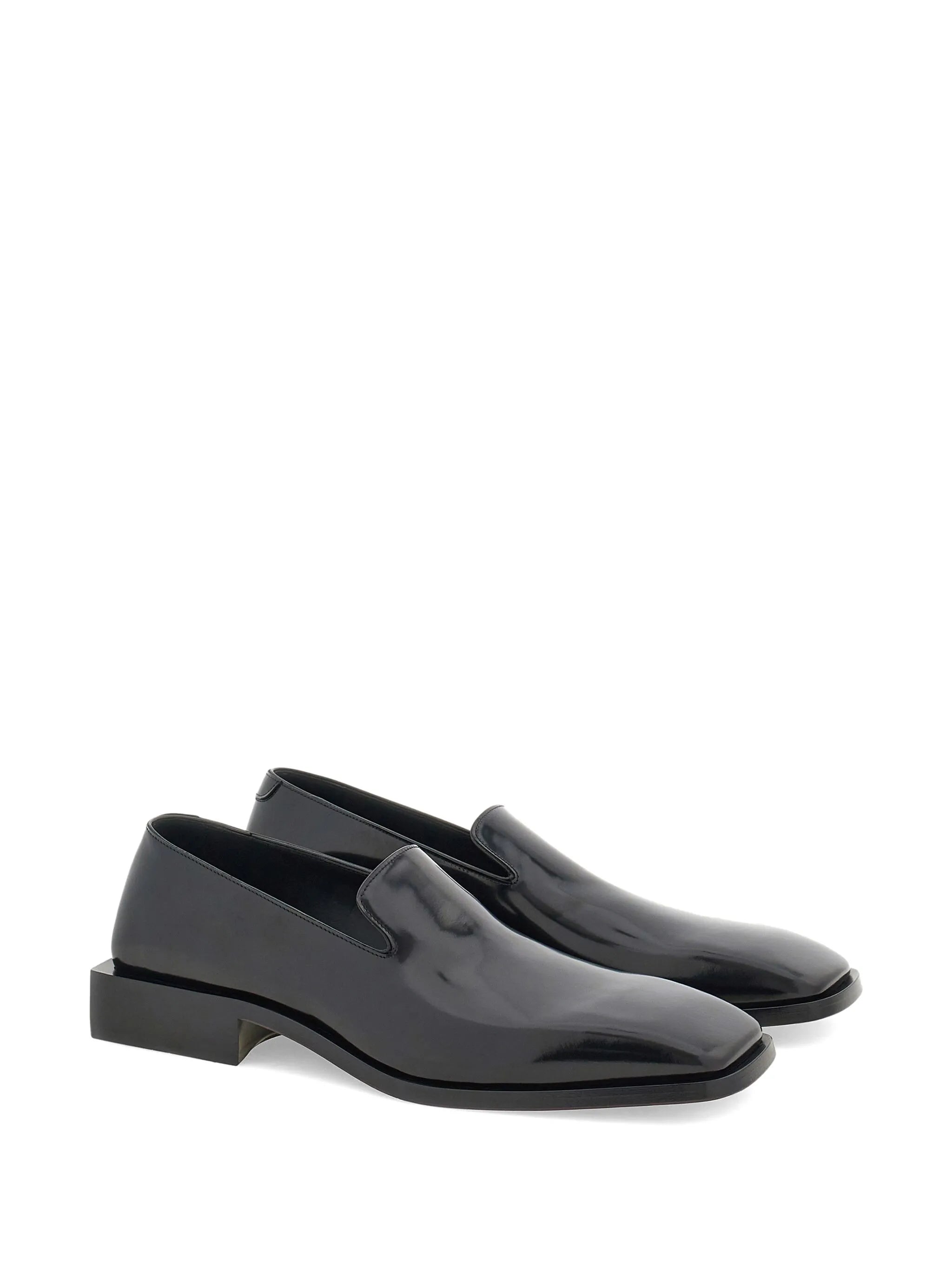 square-toe leather loafers