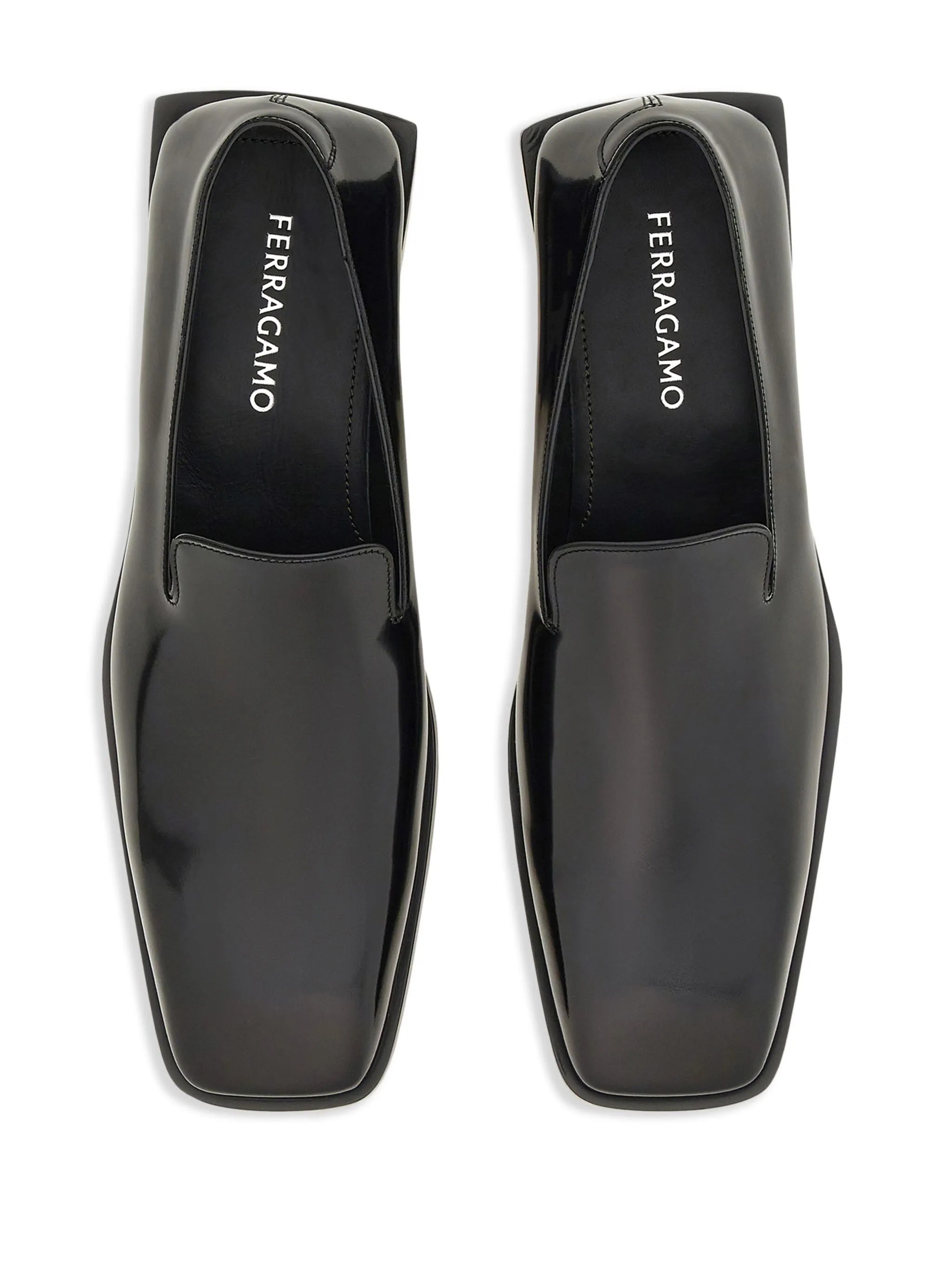 square-toe leather loafers