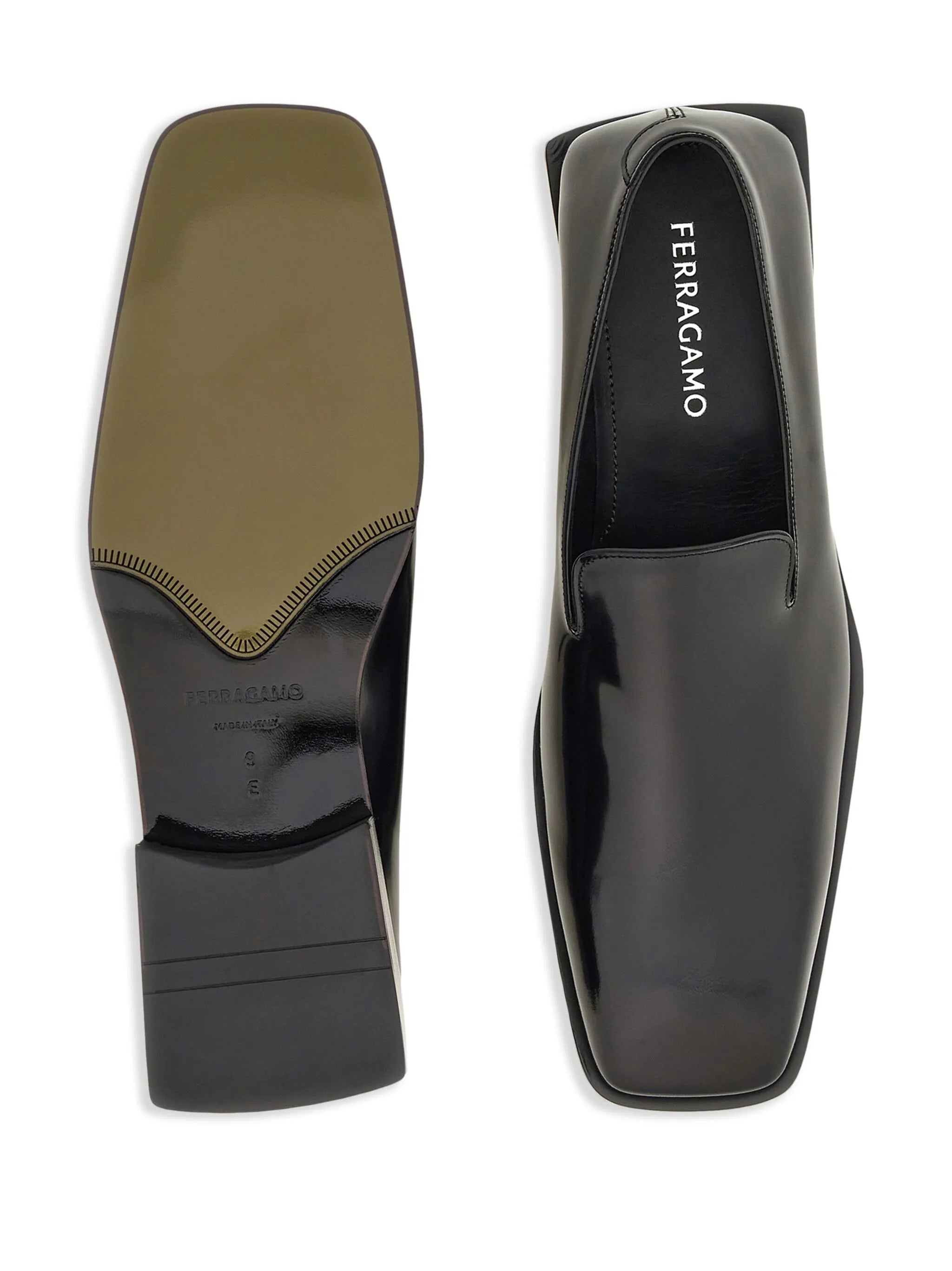 square-toe leather loafers