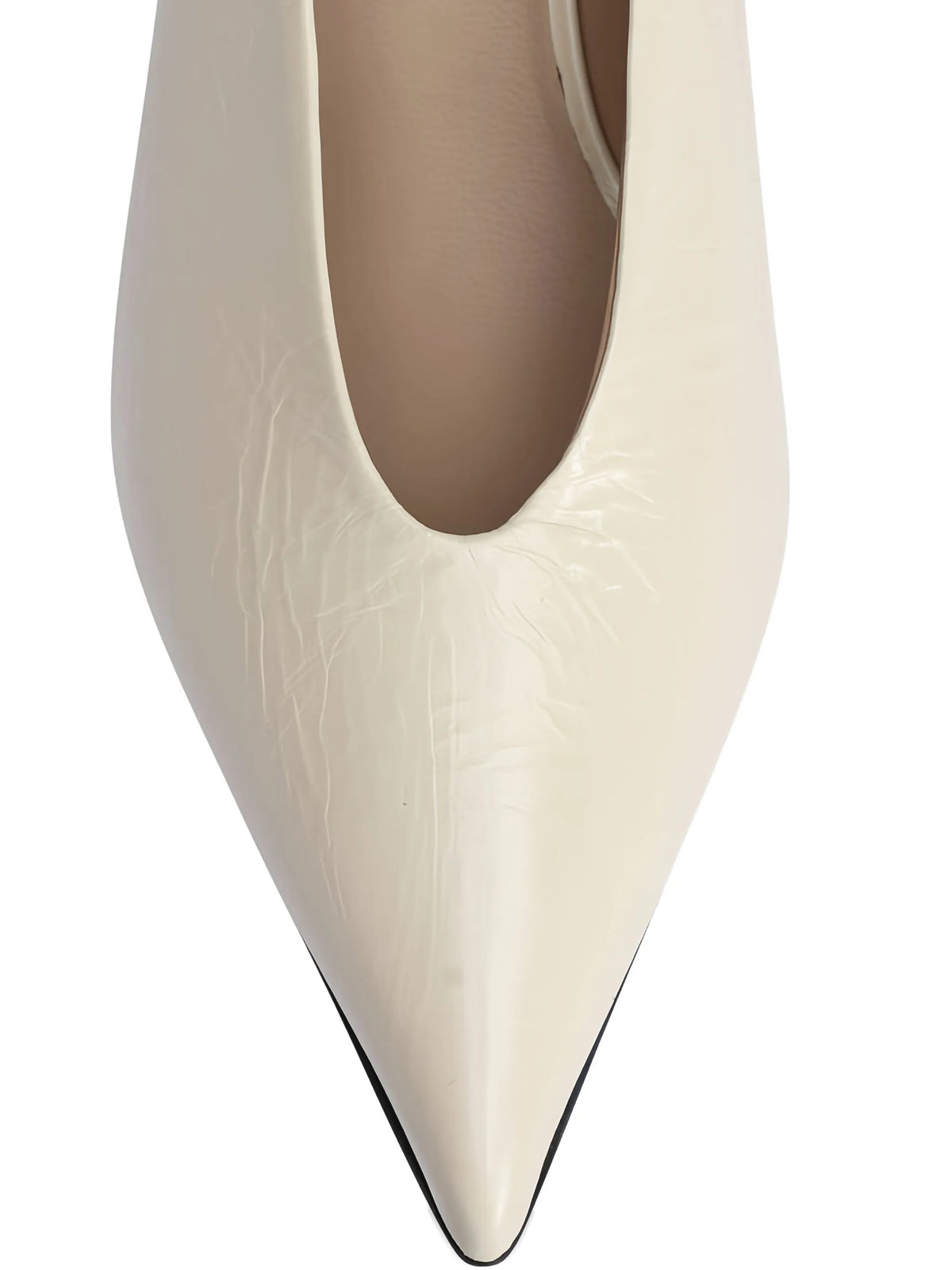 Babouche kitten pumps in ecru naplack