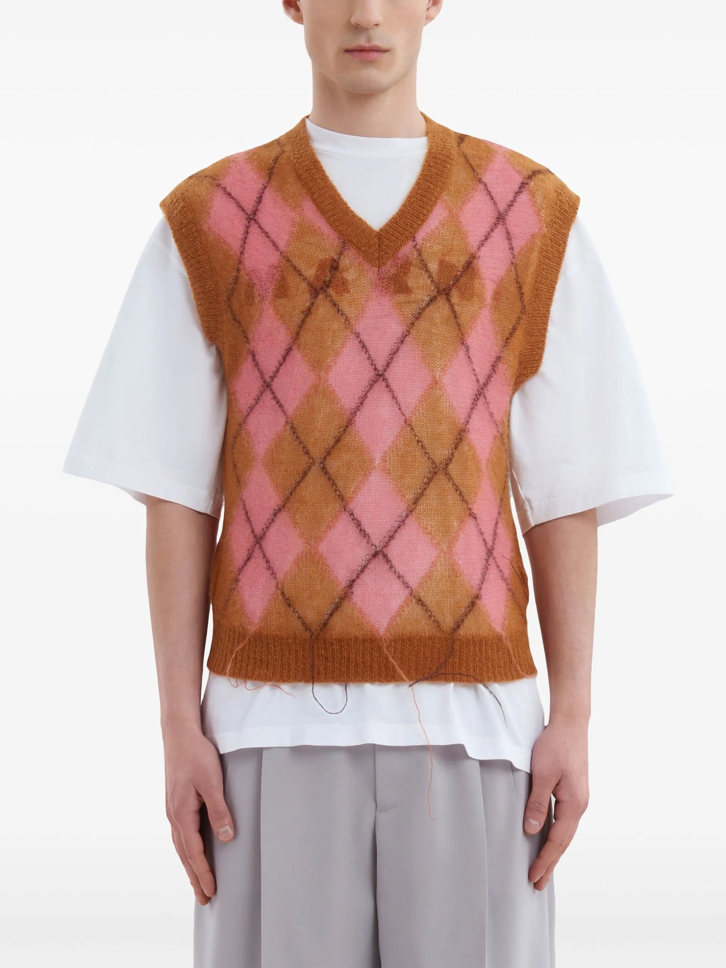 argyle-intarsia V-neck vest
