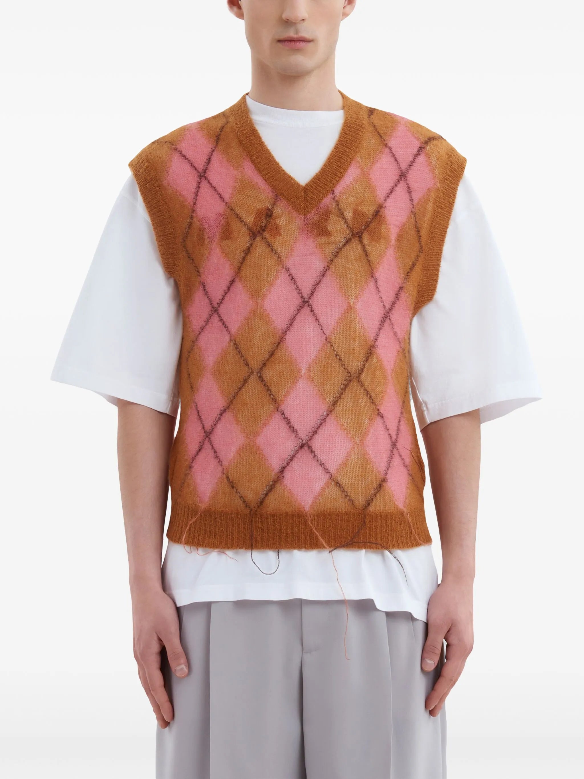 argyle-intarsia V-neck vest