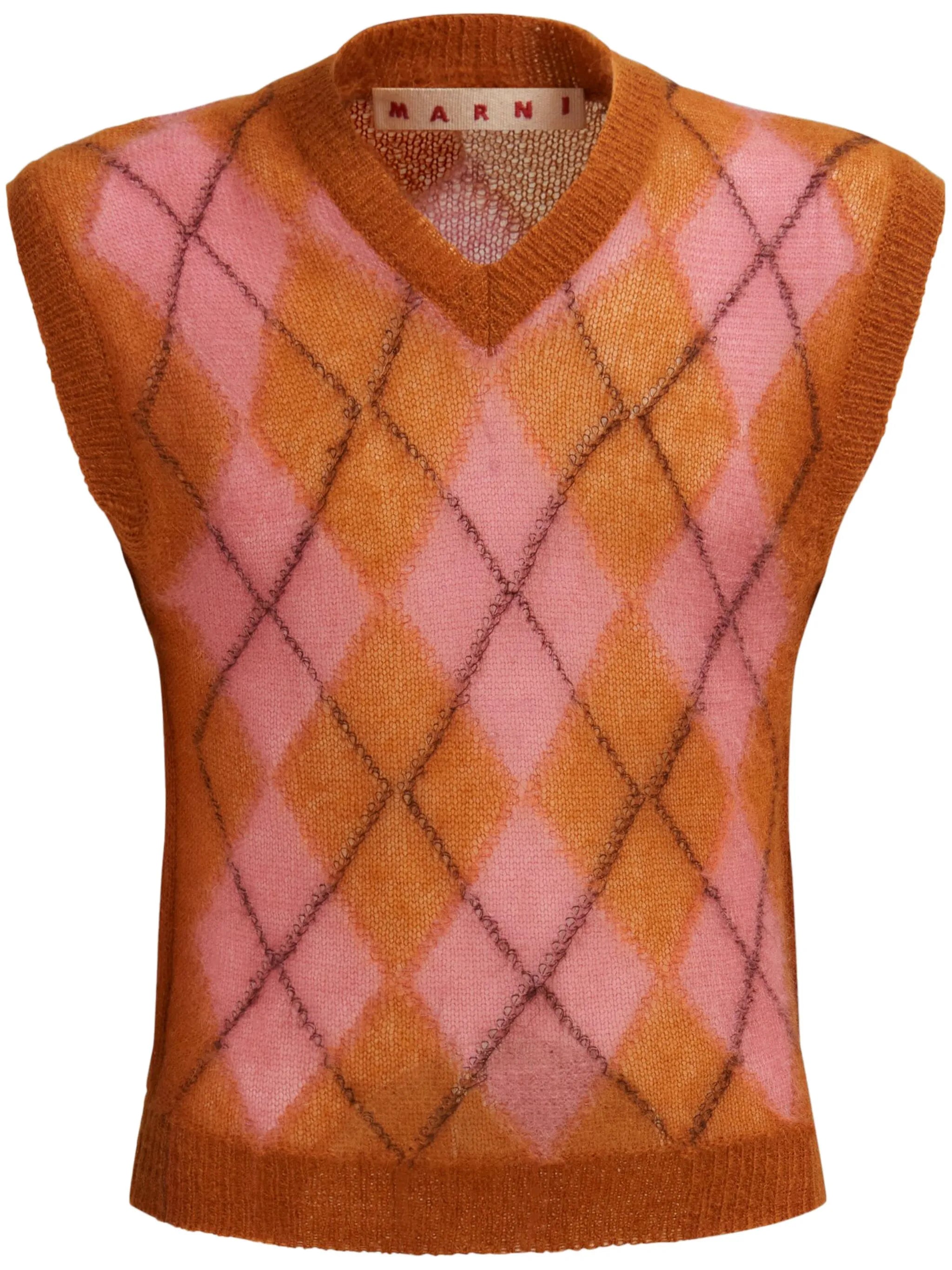 argyle-intarsia V-neck vest