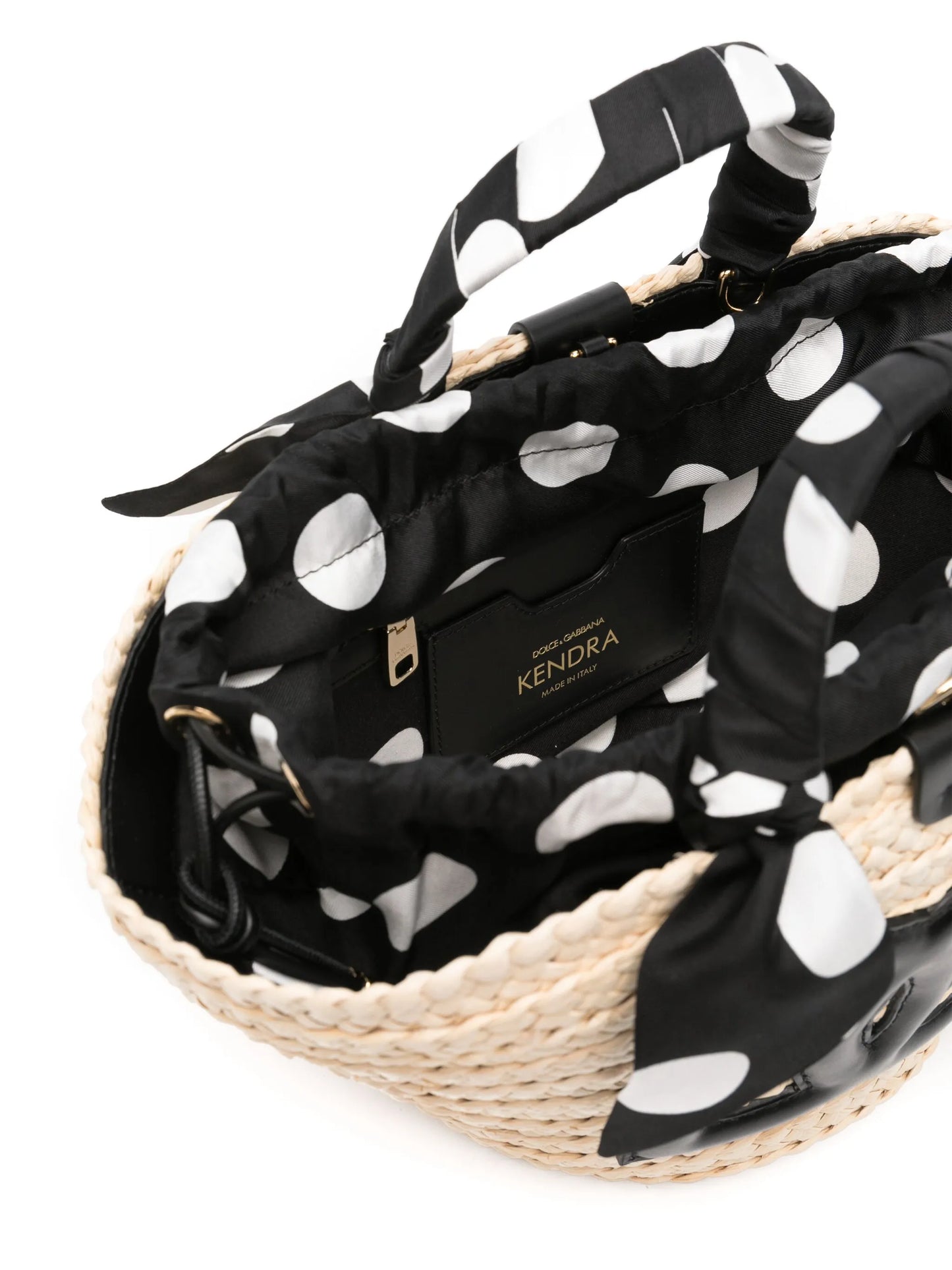 logo-appliqué straw bucket bag