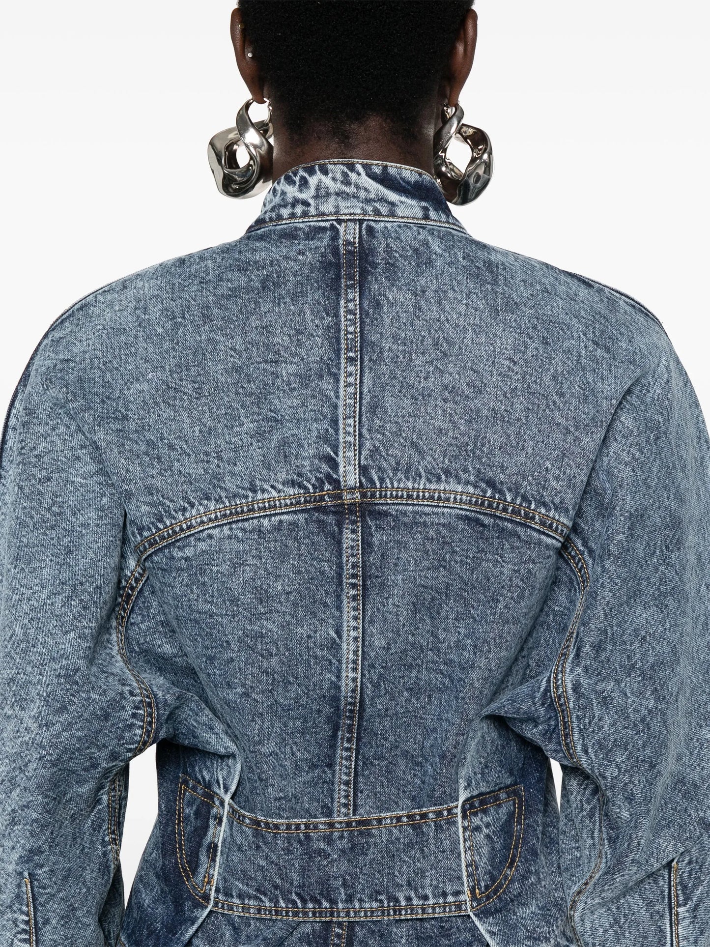 strap-detail denim jacket