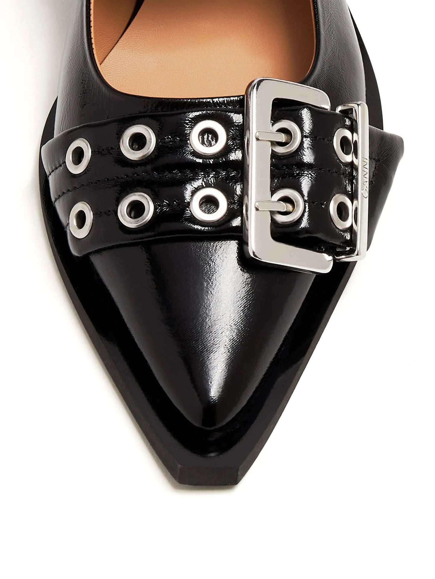 feminine buckle ballerinas in black