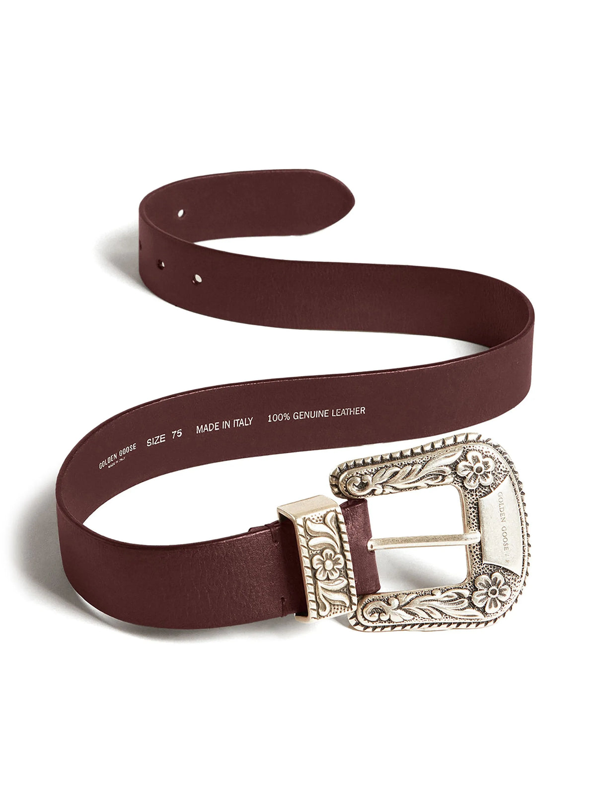 decorated-buckle leather belt