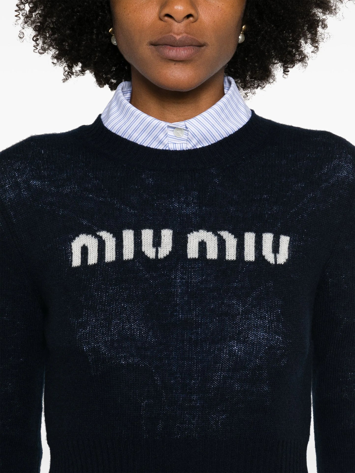 logo-intarsia cropped jumper